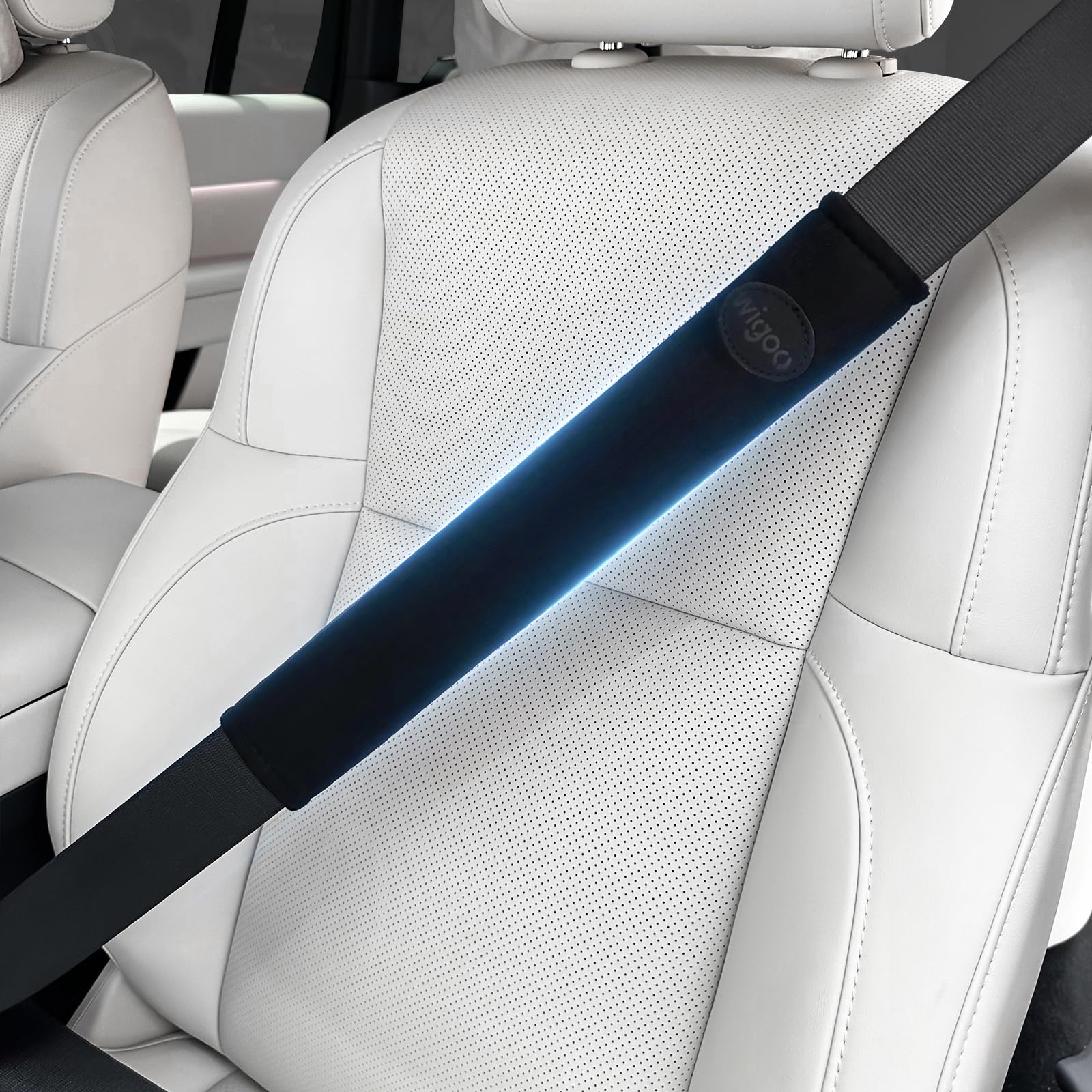 Wigoo Car Seat Belt Covers, Skin-Friendly Suede 2 Pack, 13.9 Inch, Black