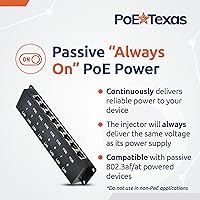 Vista 5 de Inyector PoE World PoE Inyector de alimentación a través de Ethernet de 8 puertos para dispositivo pasivo 8 LAN+puerto PoE 10/100 Velocidad de datos