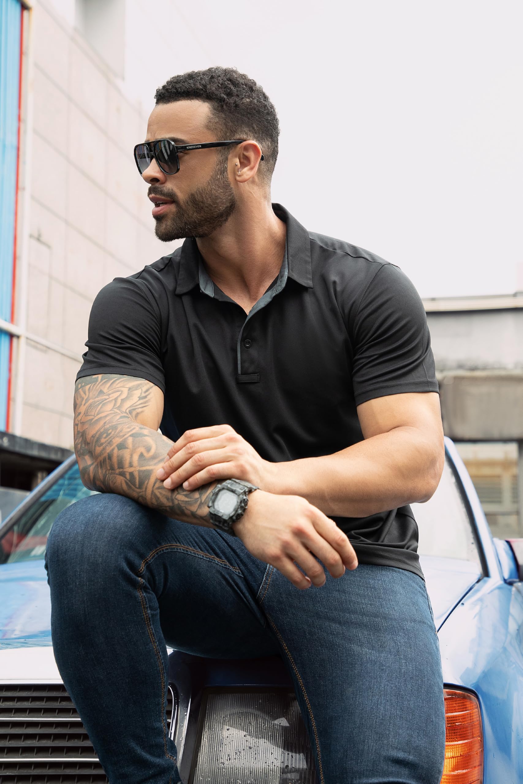 3er Pack Polo Homme Manches Courtes Séchage Rapide Poloshirt Basic Regular Fit Hygroscopique Polo Golf Respirant Golf Outdoor T-Shirt