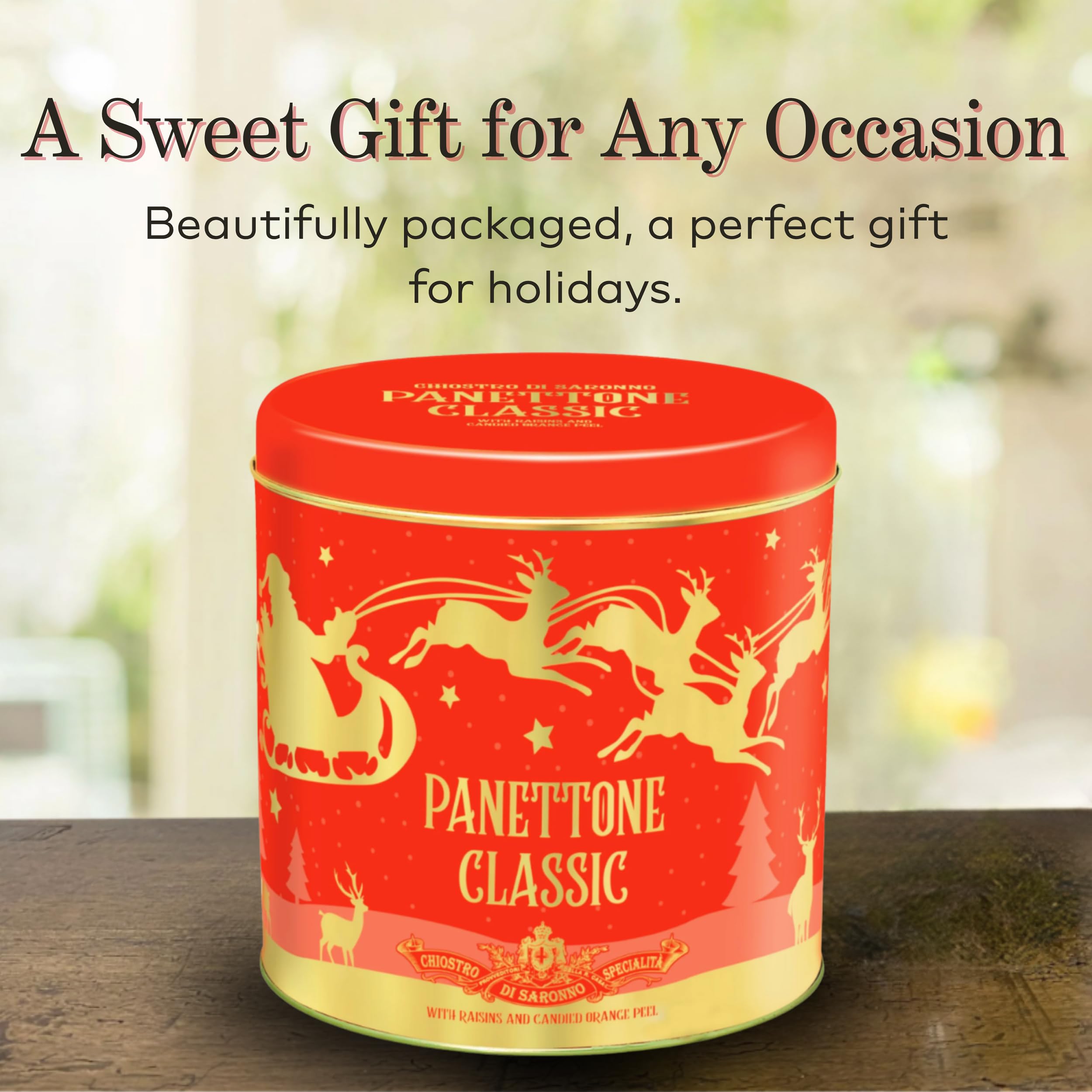 Chiostro di Saronno Handwerklicher Klassischer Panettone 1000 g, Langsam Fermentierter Panettone mit Kandierten Früchten und Sultaninen, Traditioneller Panettone mit Orangenschalen und Zitronat