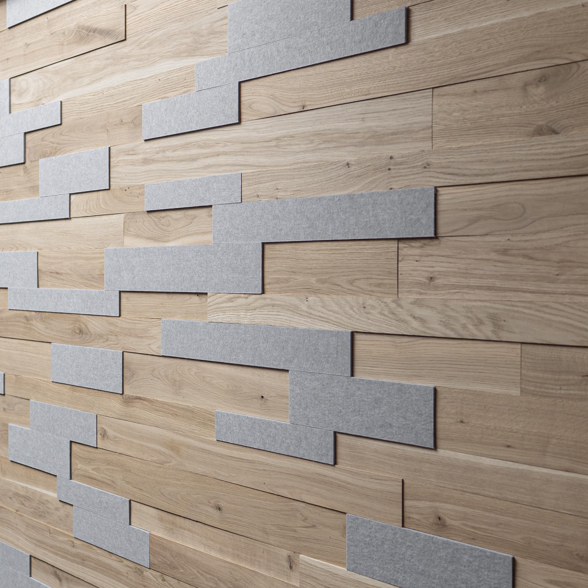 Panneaux muraux acoustiques en chêne et feutre, panneaux muraux 3D, chêne texturé, revêtement en bois, design mural en bois, modèle OZO Acoustic Platinum (1 m2)