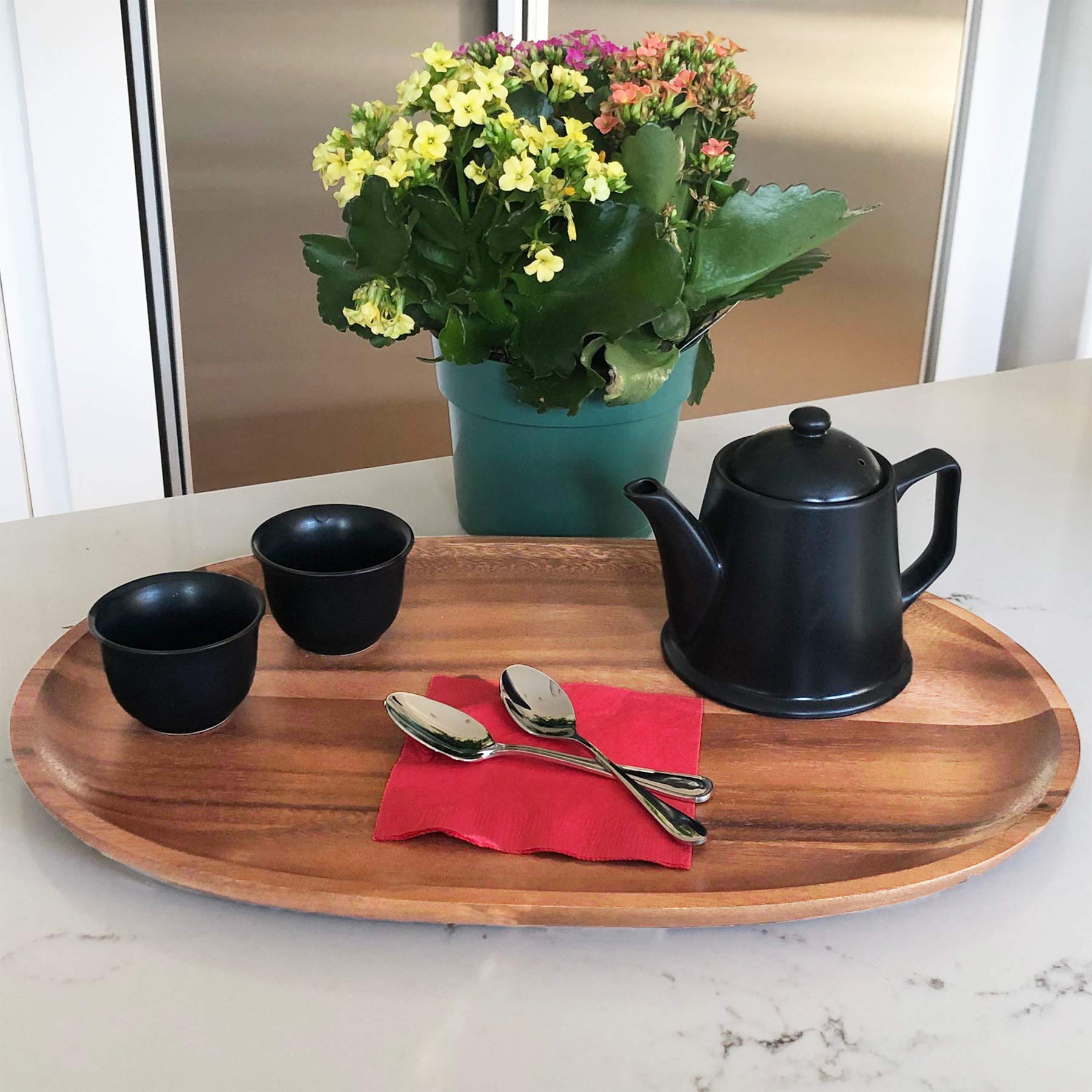 Woodard & Charles 18-Inch Acacia Oval Tray, Natural Acacia Extra Large