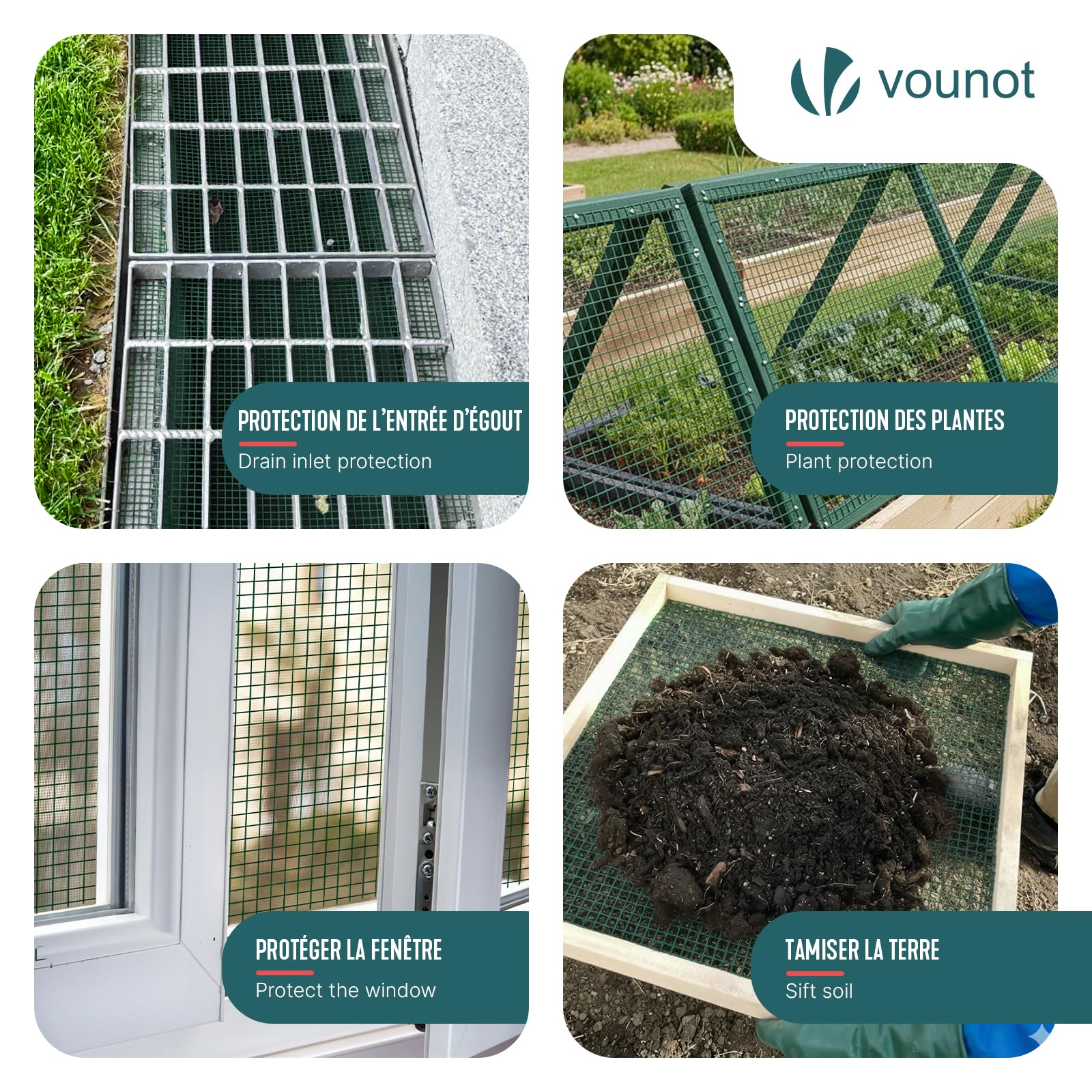 VOUNOT® Rete Metallica Plastificata PVC 1x25 m, Maglia 13 mm Filo 0,8 mm, Rete per Recinzione Giardino e Pollame, Recinzioni per Piccoli Animali e Pollai, Verde