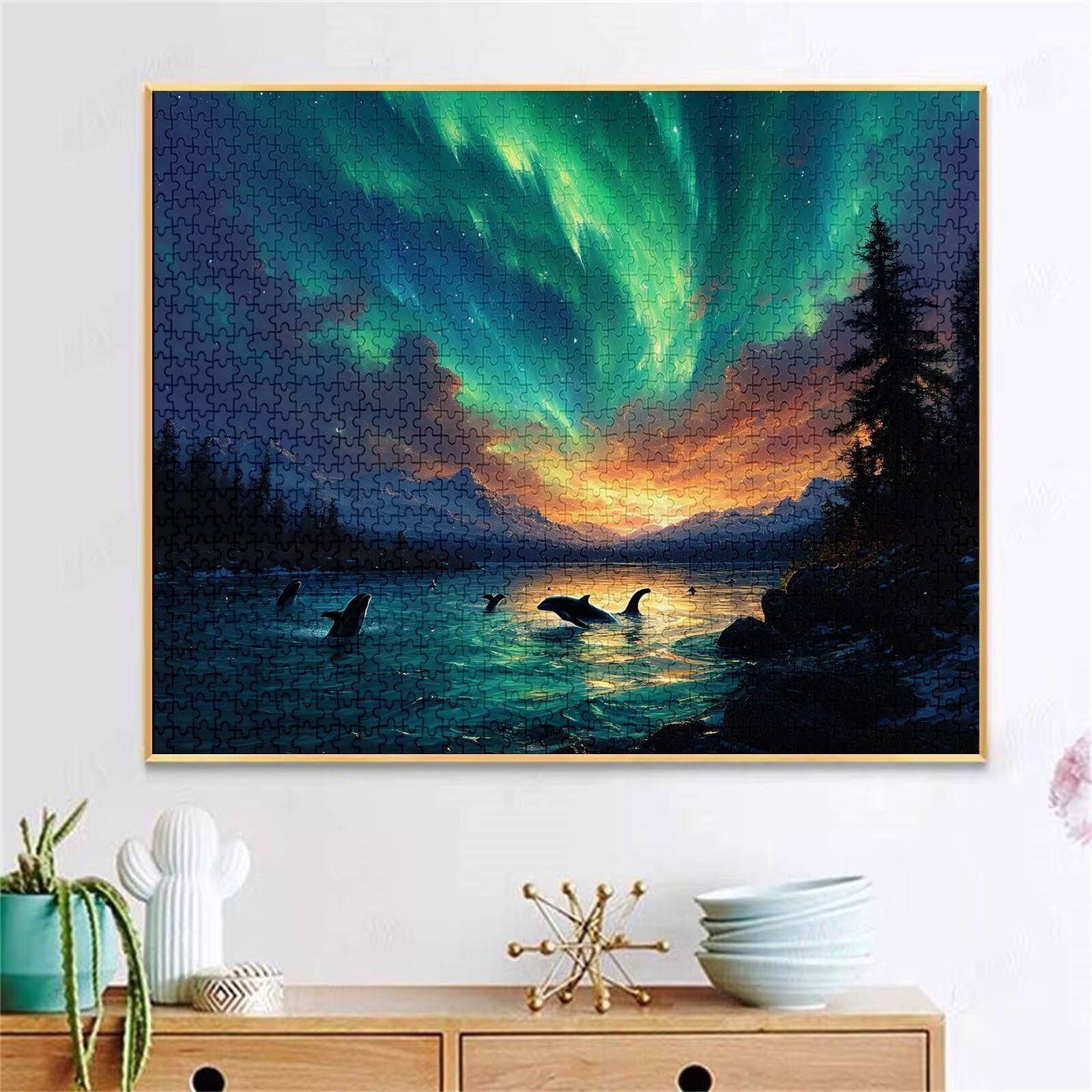 Puzzle 2000 Teile Aurora Puzzle Erwachsene, Holzpuzzle Klassische Puzzles Delphin Jigsaw Puzzles für Erwachsene und Kinder, Clevere Rätsel Wooden Jigsaw, Geschicklichkeitsspiel für die Ganze g-263