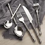 Glam Forged 20-Piece Cutlery Set for 4, 18/10 Stainless Steel Flatware Set, Unique Hammered Silverware Set, Spoon and Fork Set for Home Kitchen Hotel Restaurant Wedding Housewarming