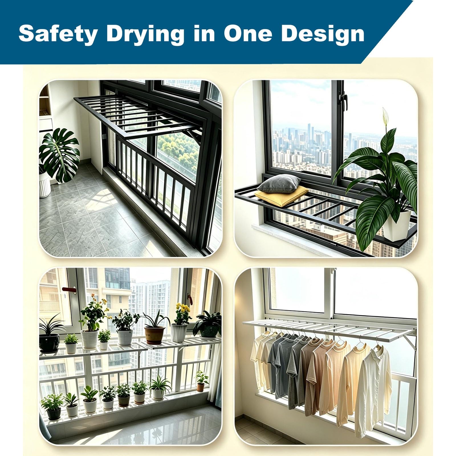 Zabezpieczenie przed dziećmi do okien, składana suszarka na pranie