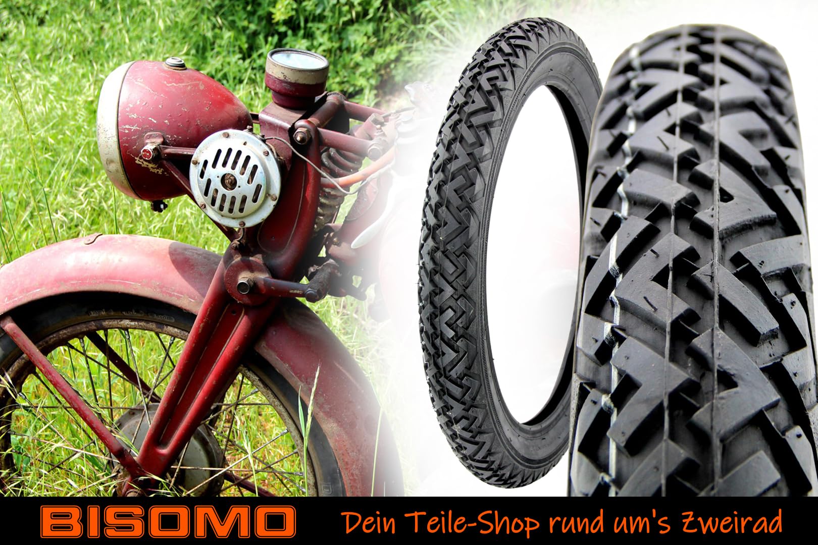 Reifen 2,25 x 17 Zoll, 2 1/4 x 17 Zoll, VRM 087 Straßenprofil, 39J 136Kg 100Km/h, für Mopedanhänger, Moped, Mofa