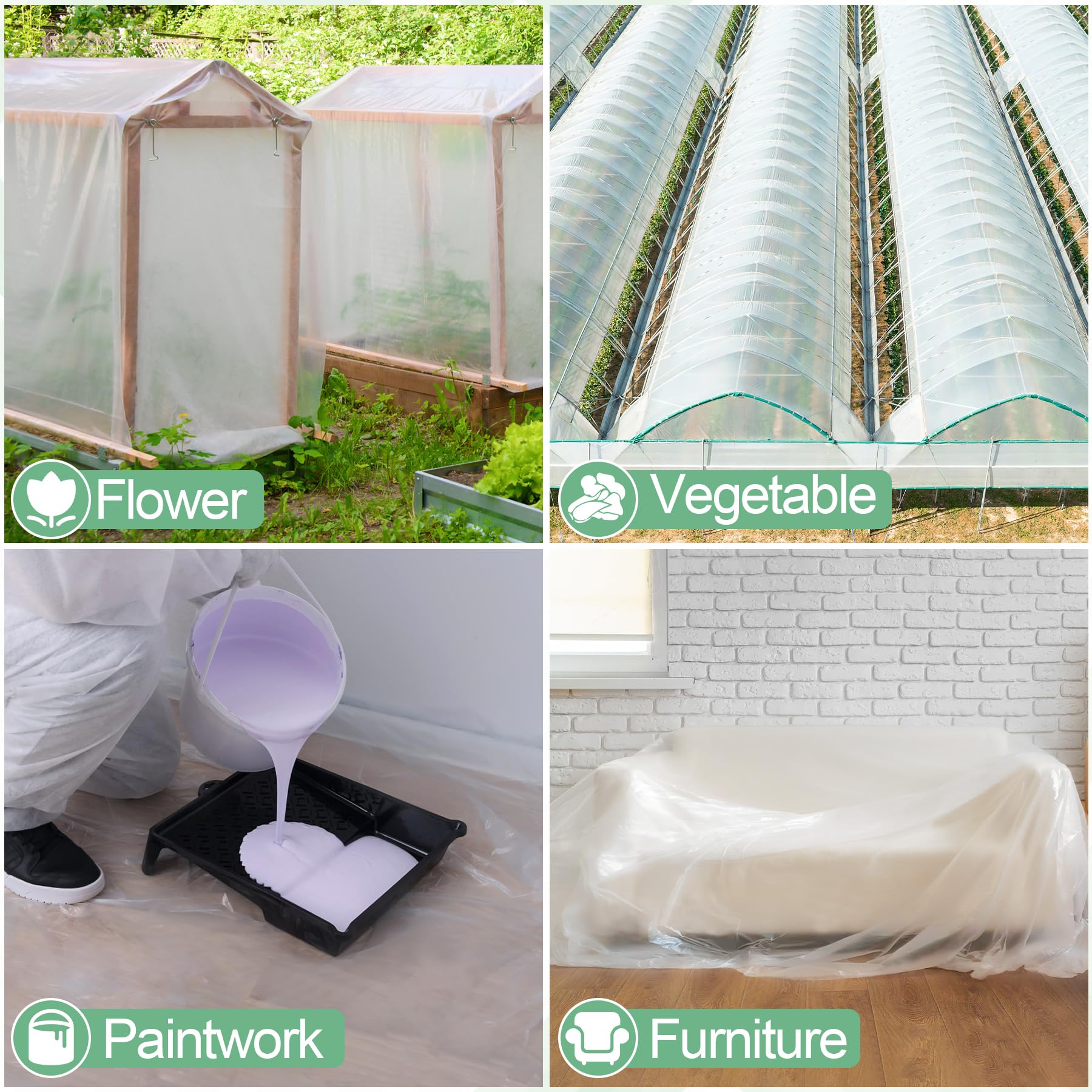 Lámina de plástico transparente para invernadero de 10 x 26 pies, película de polietileno de 6 mil, resistente, resistente al agua, sol, heladas, viento, polvo, cubierta de plástico para agricultura,