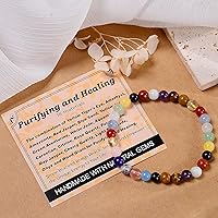 Vista 620 de MASSIVE BEADS Pulsera elástica de yoga hecha a mano con piedra natural, cristal curativo, energía, regalos para adultos unisex de 0.157 in, 0.236