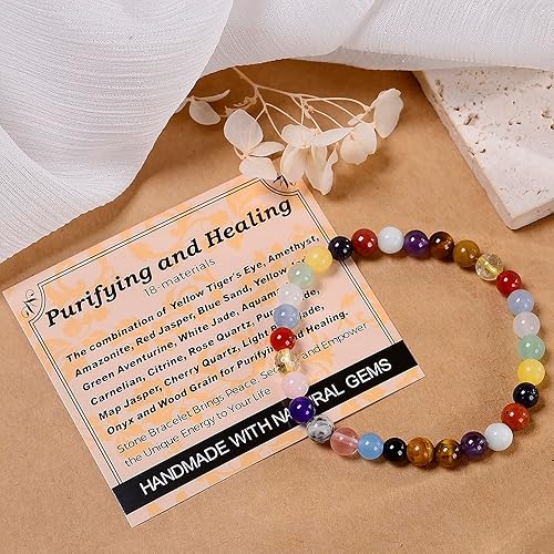 Vista 620 de MASSIVE BEADS Pulsera elástica de yoga hecha a mano con piedra natural, cristal curativo, energía, regalos para adultos unisex de 0.157 in, 0.236