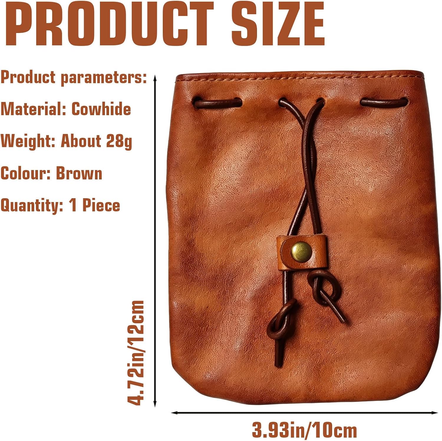 Vintage Cowhide Drawstring Coin Pouch