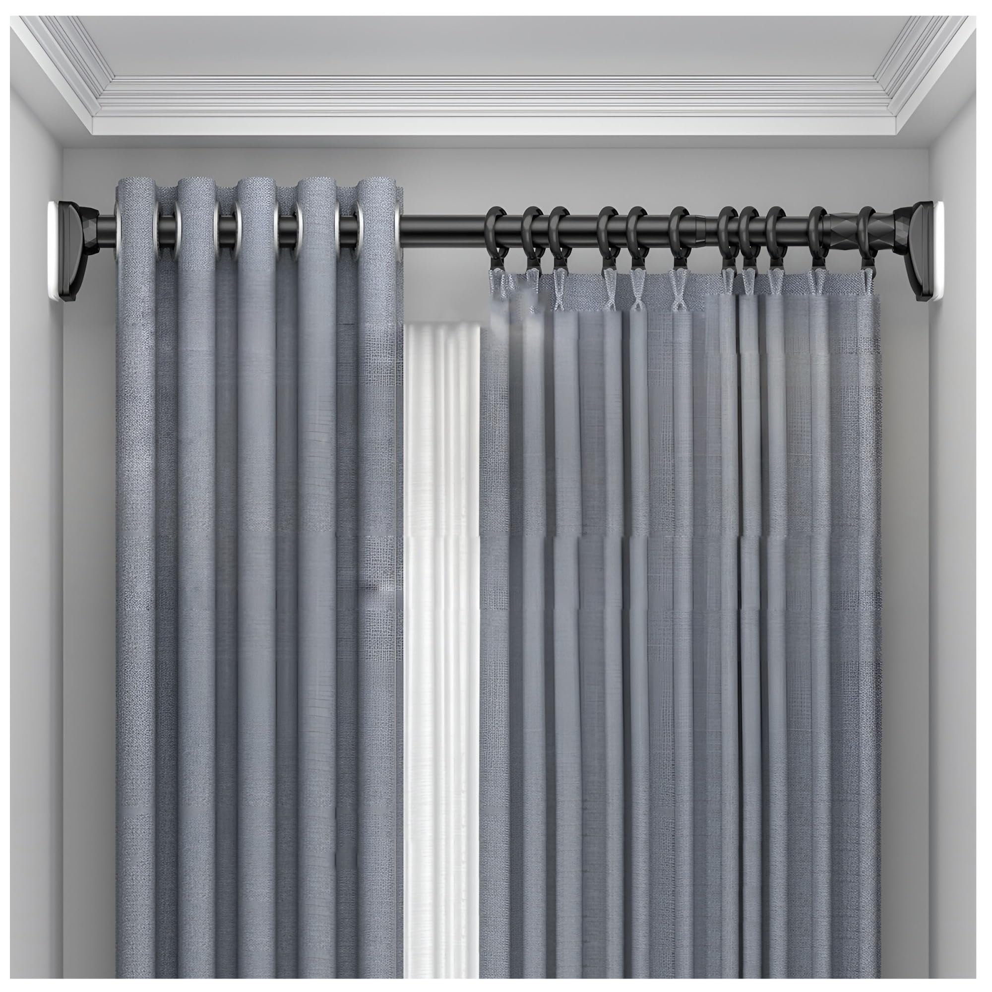 Gzdxbf Girls Black Adjustable Curtain Rod, Stainless Steel Shower Curtain Pole, Tension Drapery Rods For Curtain Window Closet Kitchen(,410-500Cm)