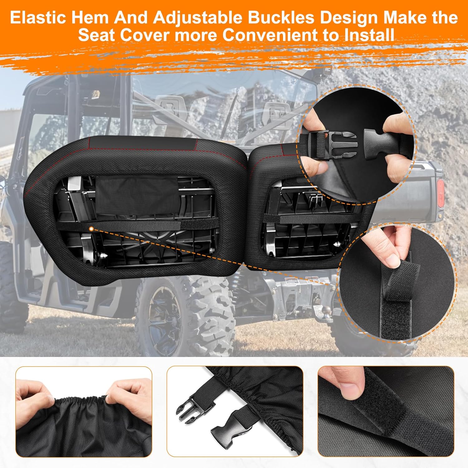 UTV Seat Cover for Can Am Defender MAX 2018-2025/MAX DPS 2017-2025 Split Bench Seat Covers Heavy Duty 1680D Waterproof UTV Seat Cover Set (14 PCS)