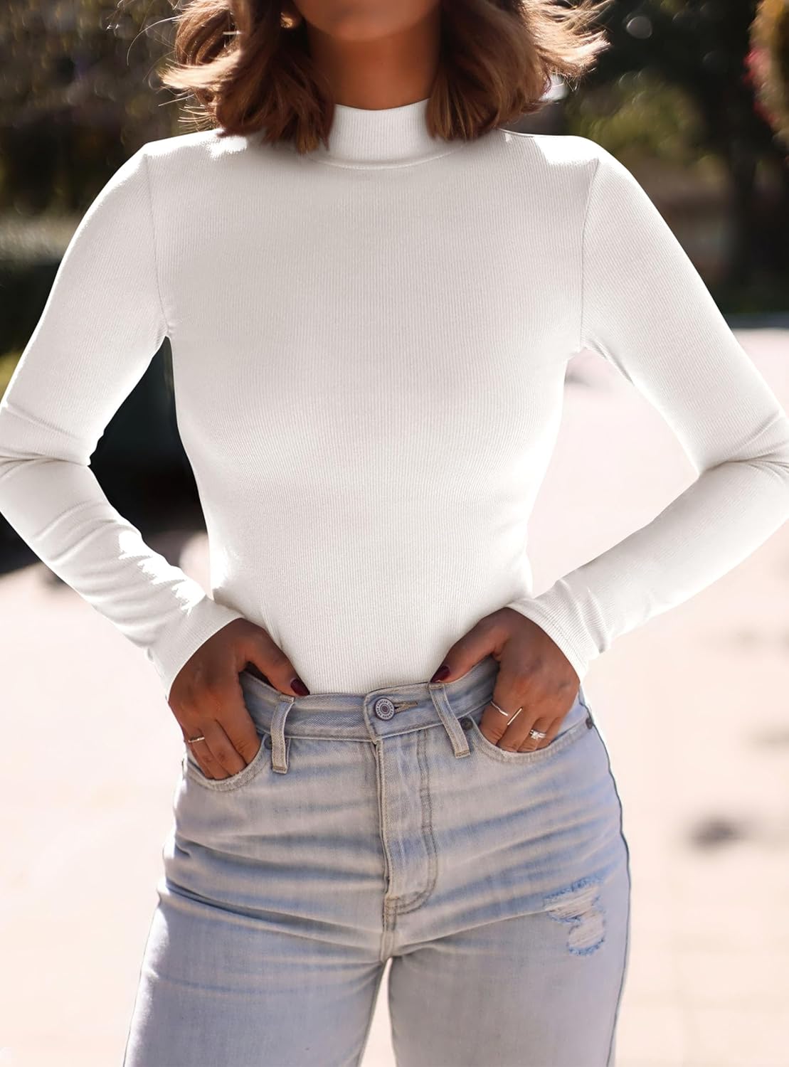 PRETTYGARDEN Women's Turtleneck Long Sleeve Shirts 2026 Fall Basic Tees Ribbed Fitted Tops Thermal Layering Knit Top Clothes - Image 3