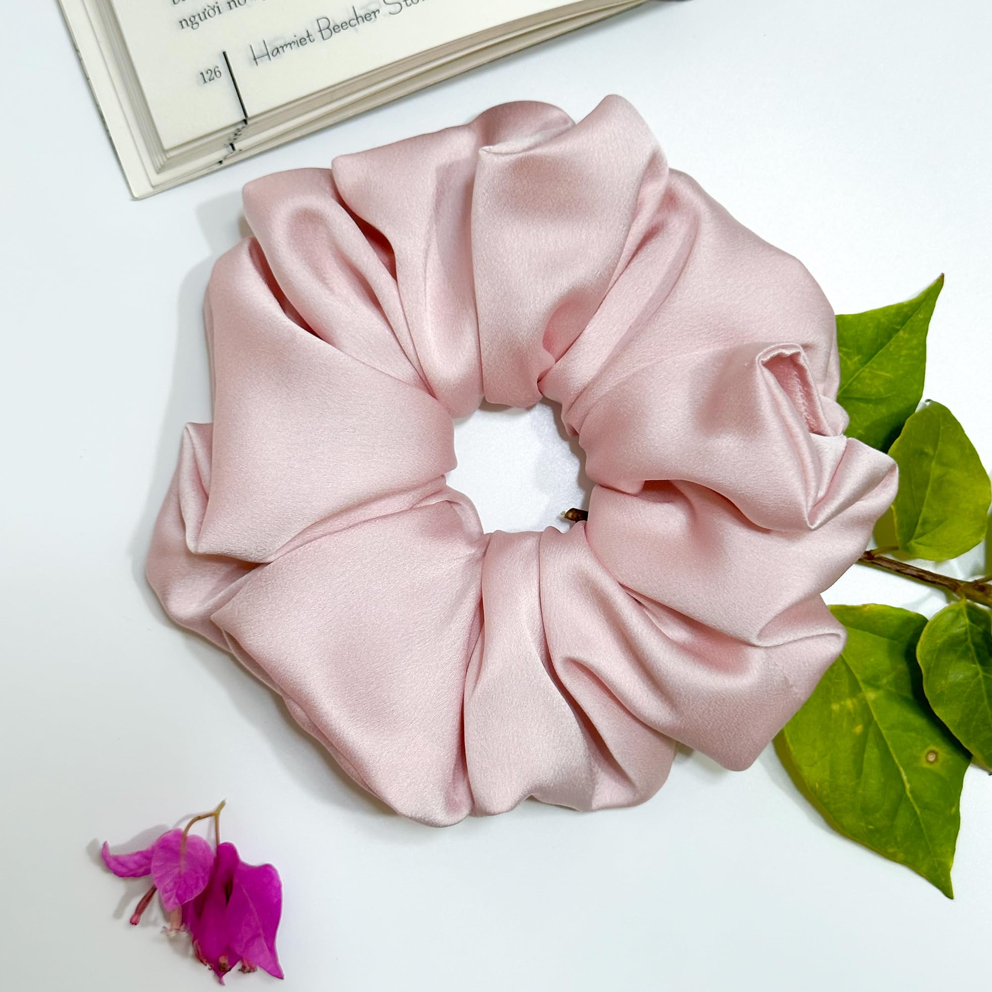 Pink Satin Scrunchies Hair Ties Silk Scunchy - Hair Elastic  display picture 2