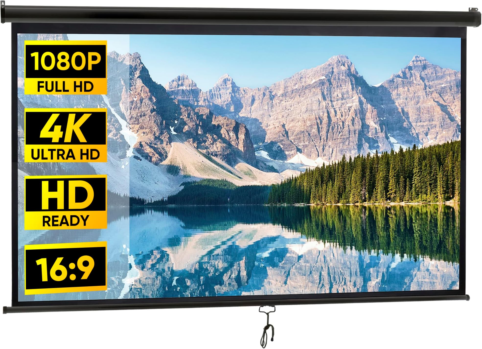 Projector Screen Pull Down 100 Inch 16:9 HD Projection Screen Folding Home Theater Portable Indoor Outdoor Movie Screen