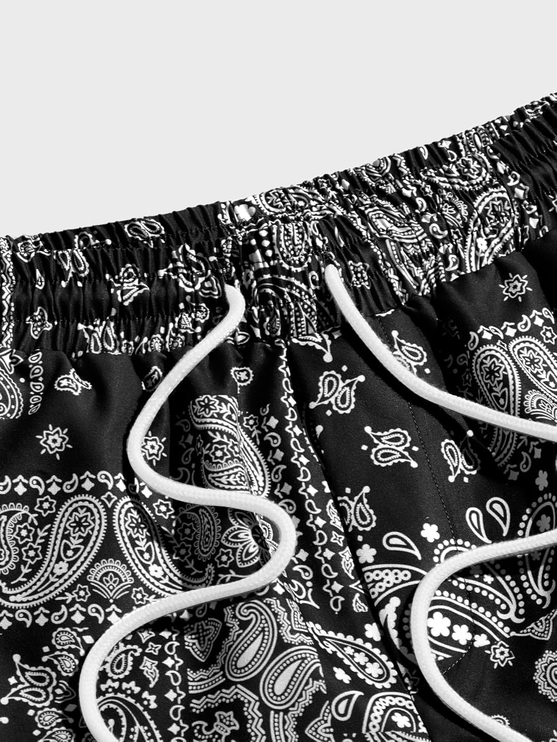 WDIRARA Men's Paisley Print Drawstring Waist Summer Casual Shorts with Pockets - Image 4