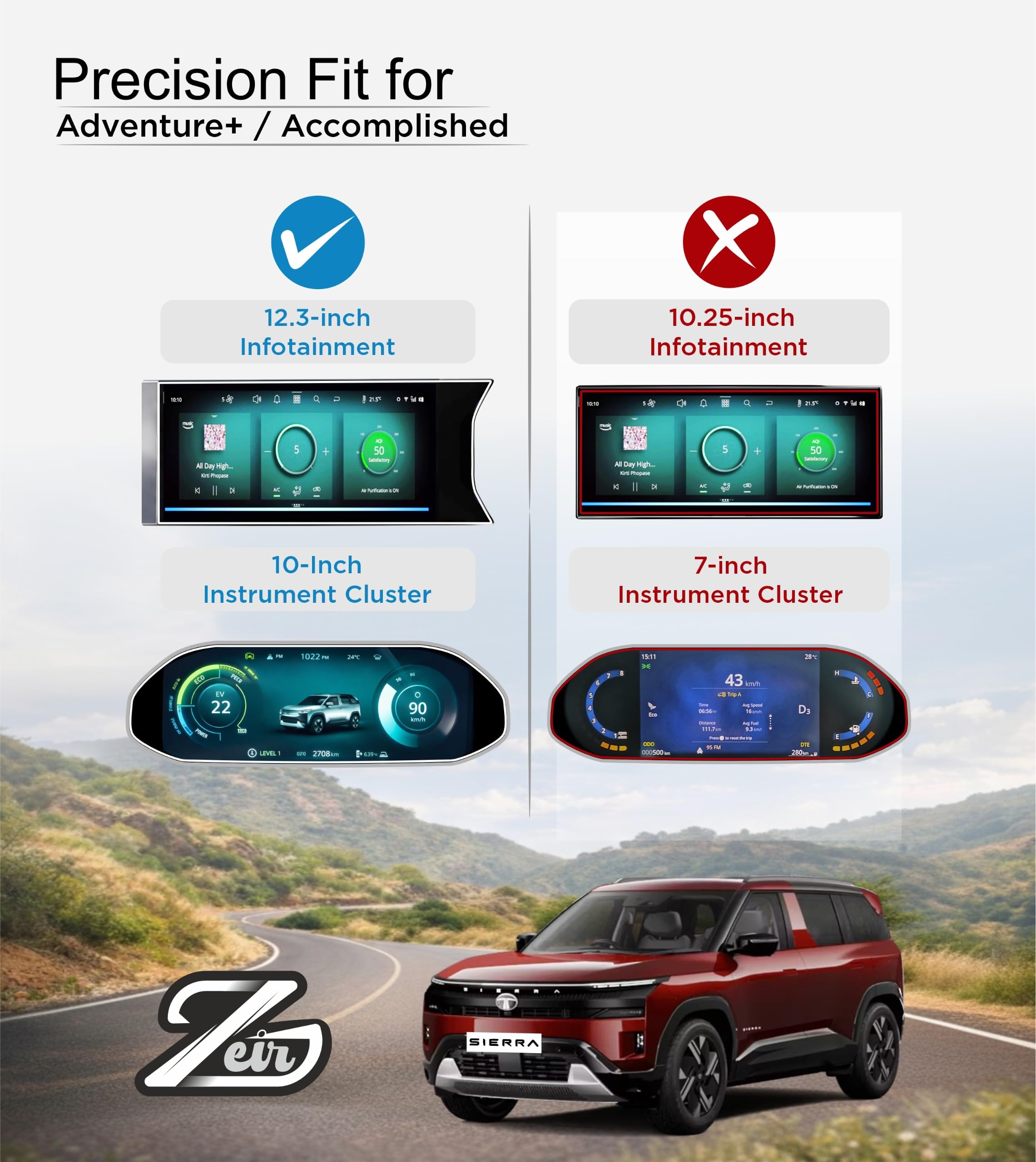 Tata Sierra Screen Protector - 4 Pack -2 Tata Sierra Screen Protector - 4 Pack -2