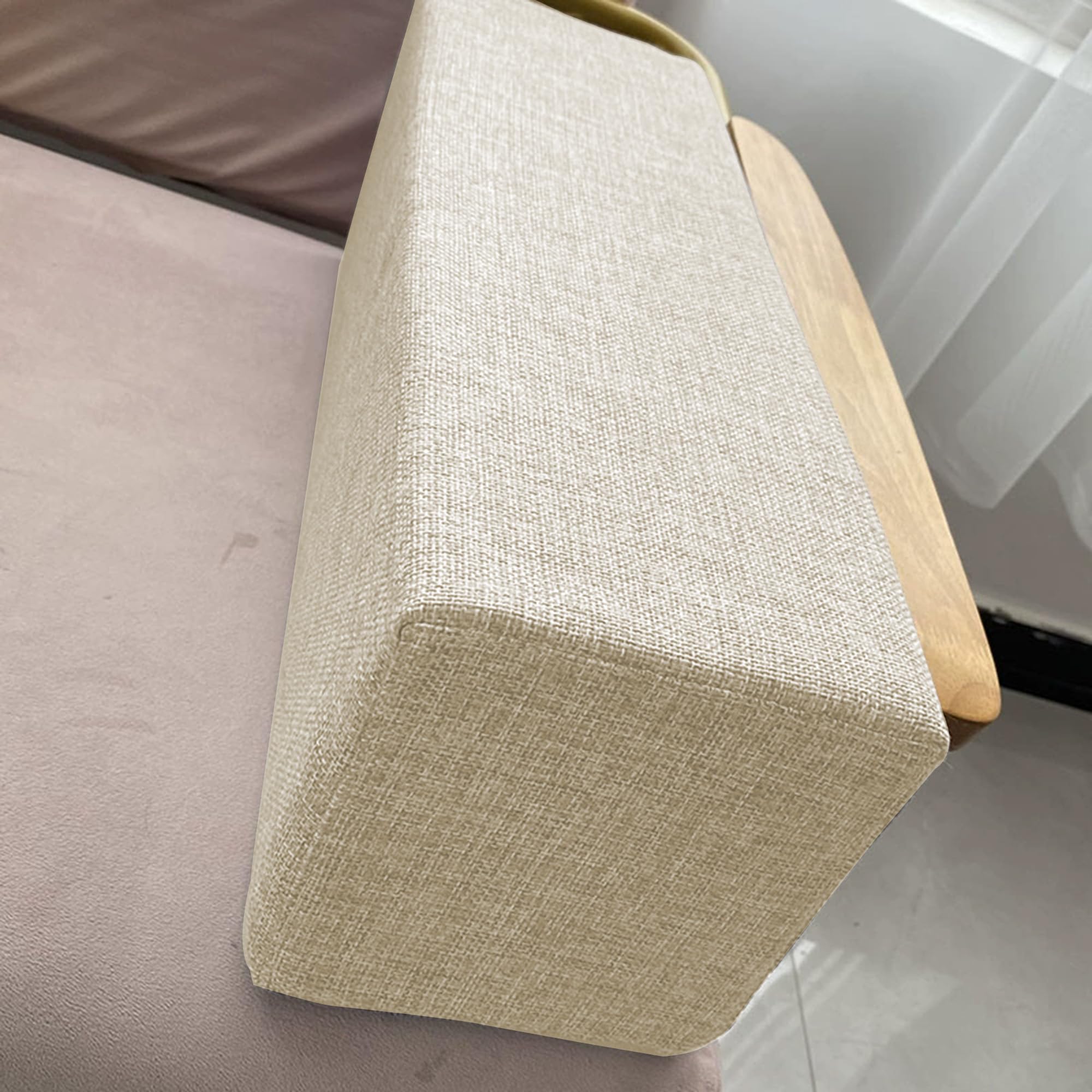DUOLEH Thick Sofa Support Cushion Removable Back Support Cushion for Tatami Bed/Car Headboard Extension Custom Armrest Cushion (150x10x5cm,Beige)