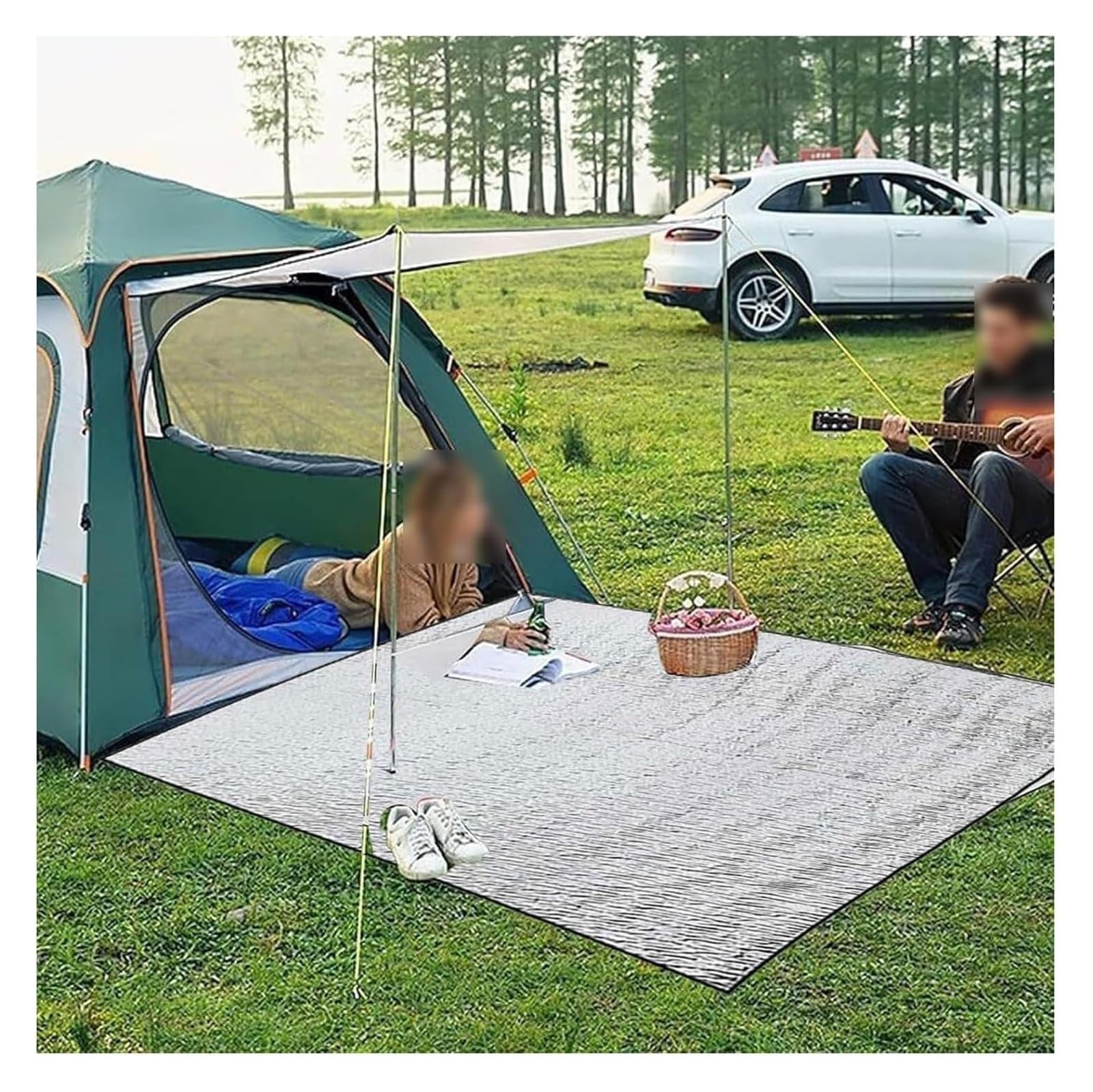 Tappetino da campeggio impermeabile in foglio di alluminio, tappetino per dormire in foglio di alluminio, isolante in schiuma spessa 7 mm in alluminio per viaggi e attività all'aperto, tappetino per