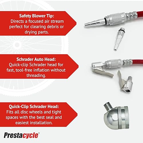 Miniatura 3 de Prestaflator - Inflador de neumáticos para bicicleta, herramienta de compresor de aire Presta & Schrader, funciona con neumáticos sin cámara y