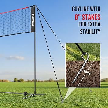 17ft Portable Badminton Net, Volleyball Net, Tennis Net - Indoor Outdoor Adjustable Height Sports Net with Poles, 3 in 1 Combo Net Set with Carrying Bag, Rackets and Balls