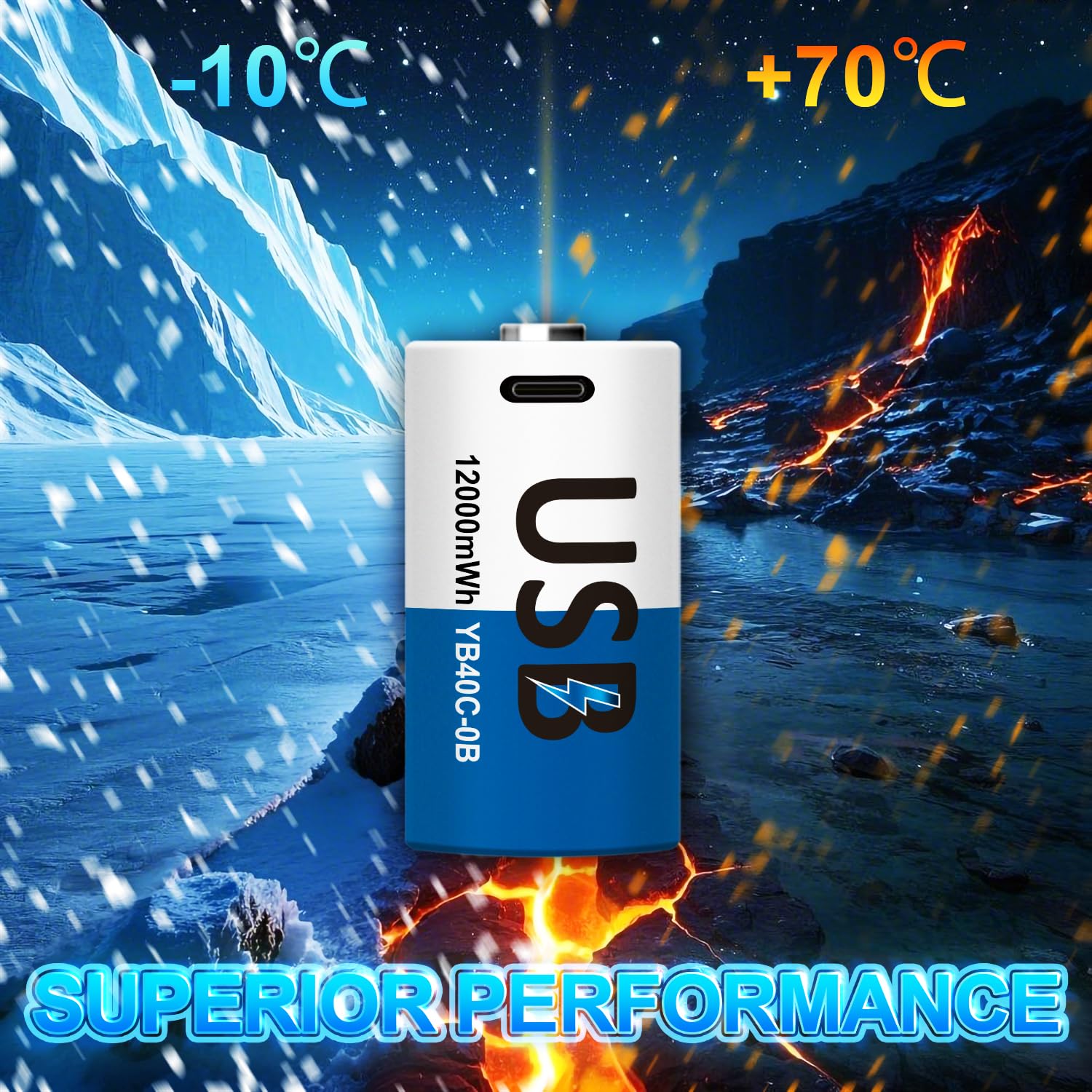Batterie ricaricabili al litio D con cavo di ricarica USB-C 4 in 1, confezione da 8 batterie agli ioni di litio a celle D, LR20 1,5 V D, ricambio 12000 mWh per giocattoli proiettore (8 pezzi