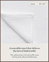 Vista 3 de Cozy Earth Toallas de mano de punto gofre, 60% algodón, 40% viscosa de bambú, 20 x 30 pulgadas, rizo suave y absorbente, reversible, patrón de punto