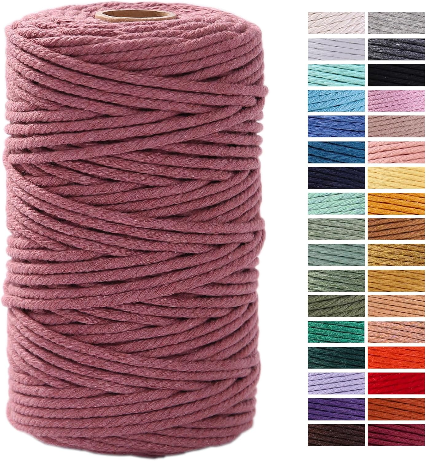 Macrame Cord 4mm x 220Yards 100% Natural Cotton Macrame Rope Cotton Cord for Handmade Macrame Supplies, Wall Hanging, Plant Hangers, Crafts, Knitting, Decorative Projects