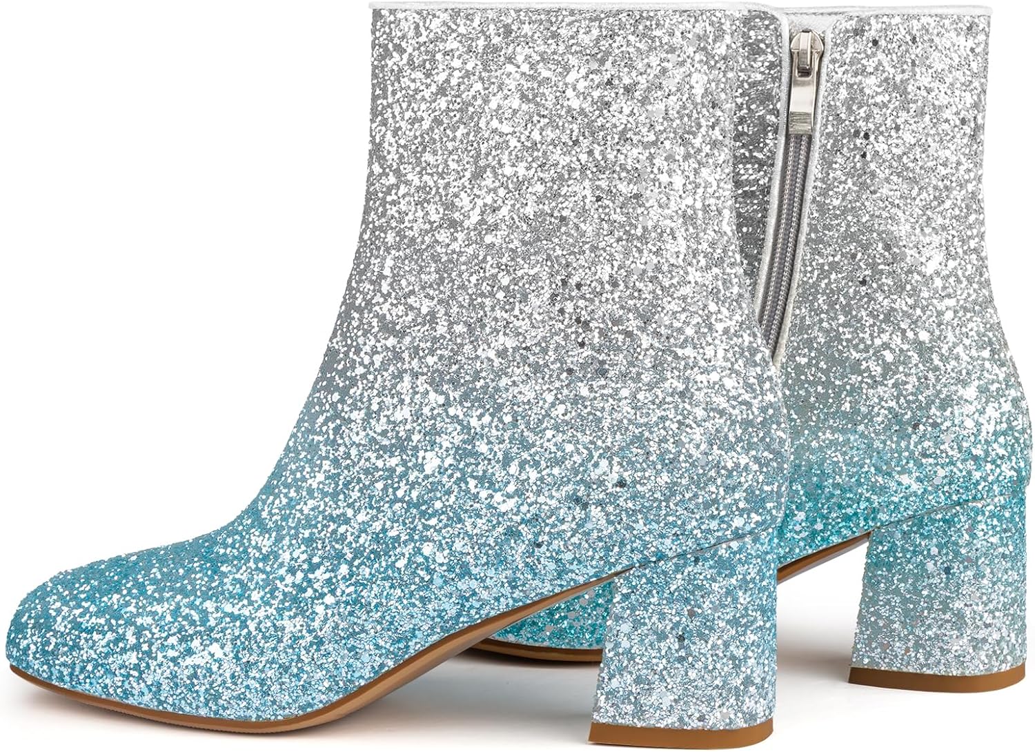 MISSMILLER Rhinestone Boots for Women Sparkly Cowgirl Boots Pointed Toe Chunky Heels Rhinestone Cowboy Boots - Image 3