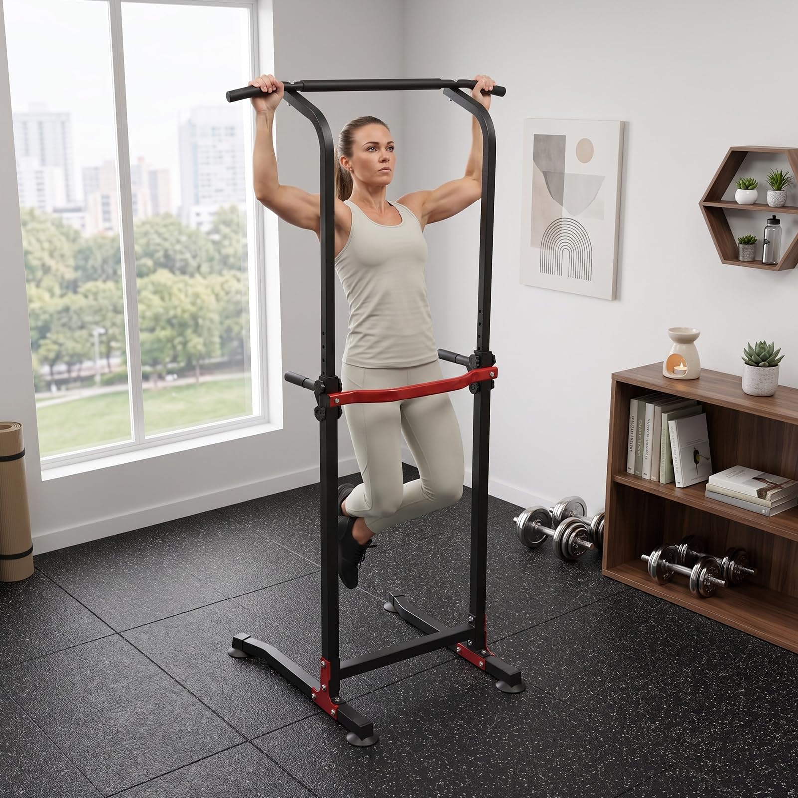 Barra per trazioni autoportante, Power Tower, attrezzo per il fitness
