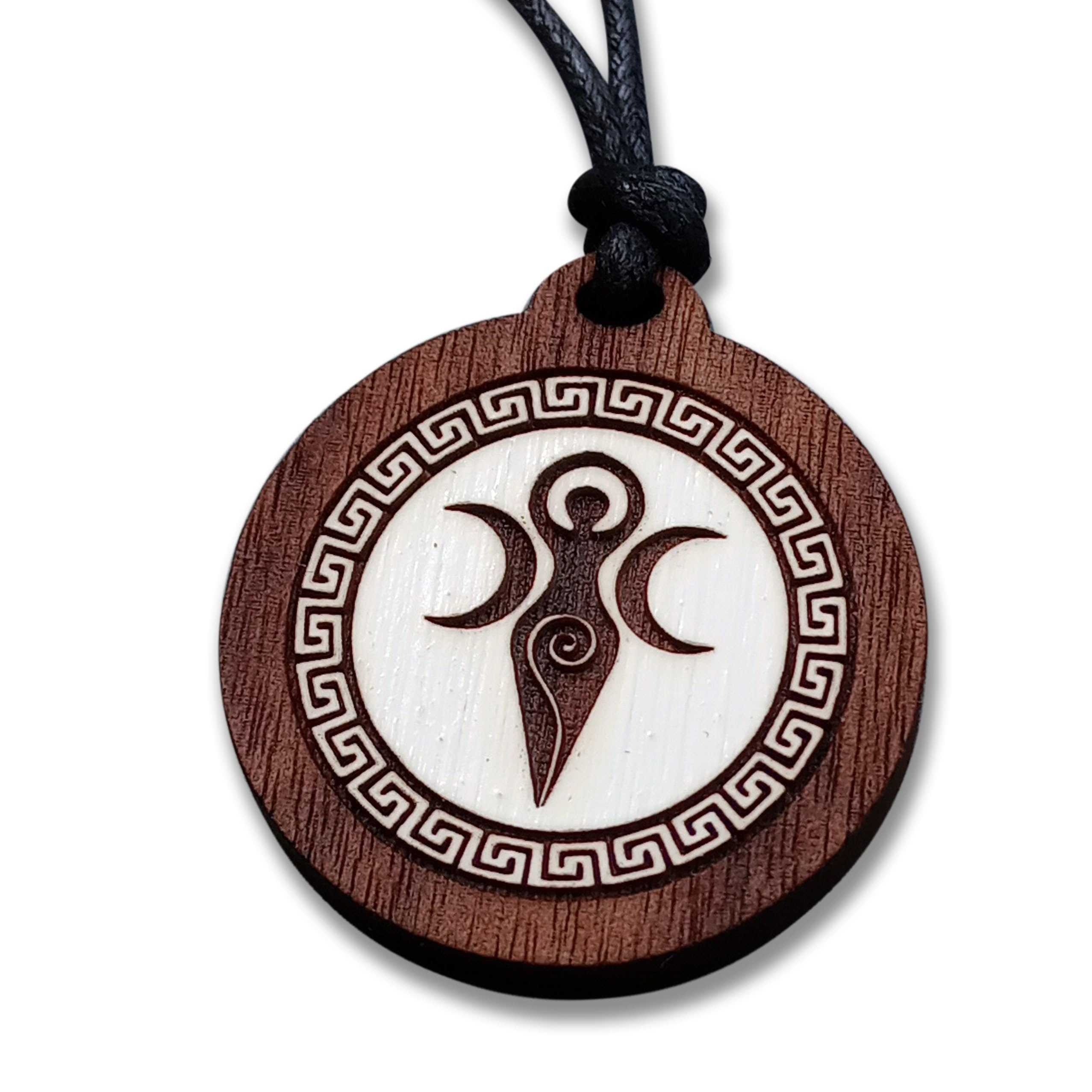 RavenwoodGaia Necklace Earth Mother Goddess Fertility Ladies Pendant Womens Empowerment Female Amulet Necklace Carved Wooden Jewellery for women