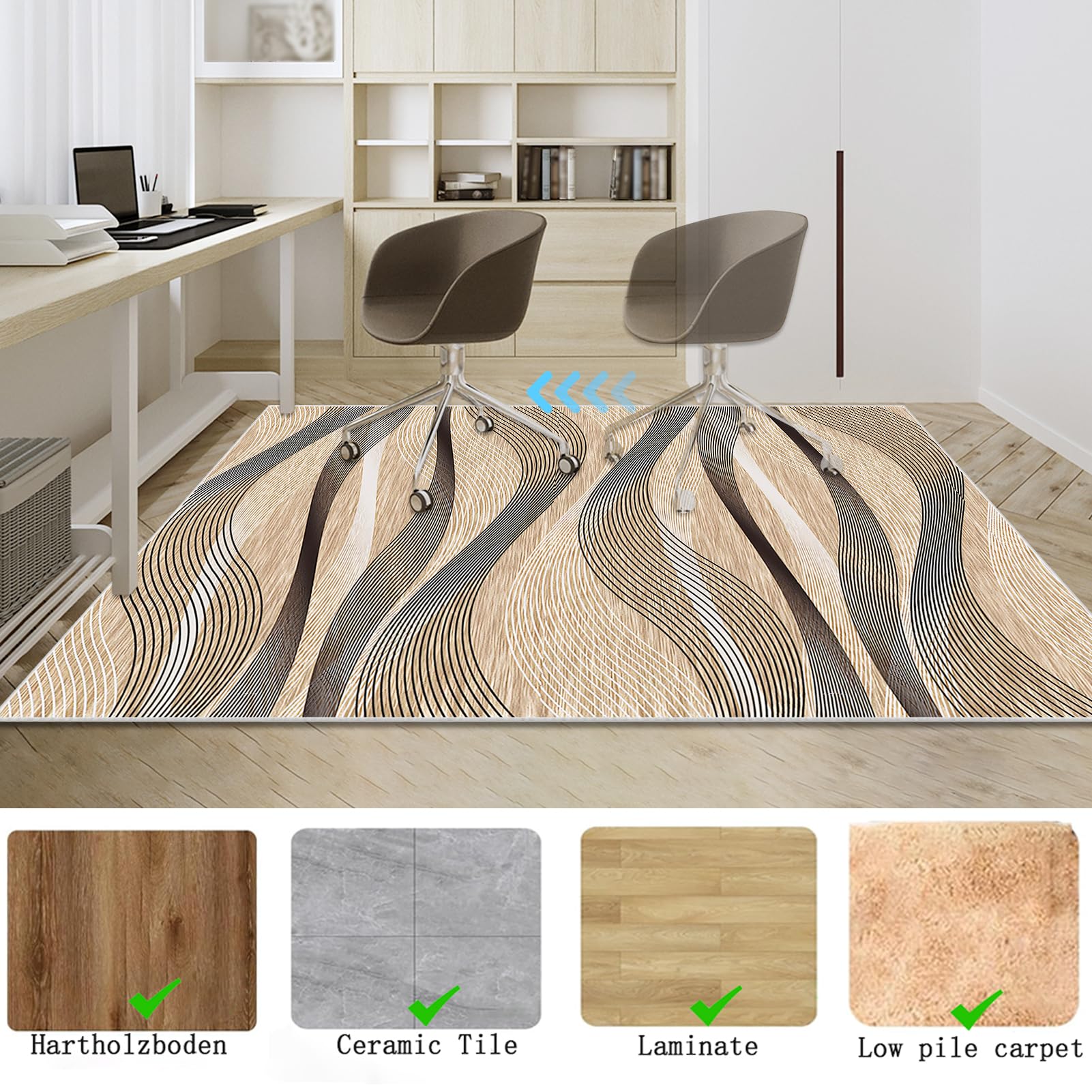 Tapis Chaise Gaming Antidérapant, Tapis Chaise de Bureau, Protège Sol sous Protection Sol Gamer Bureau Gaming Moderne pour Plancher de Bois, Parquet, Carrelage, Tapis de sol Gaming 120 x 140 cm