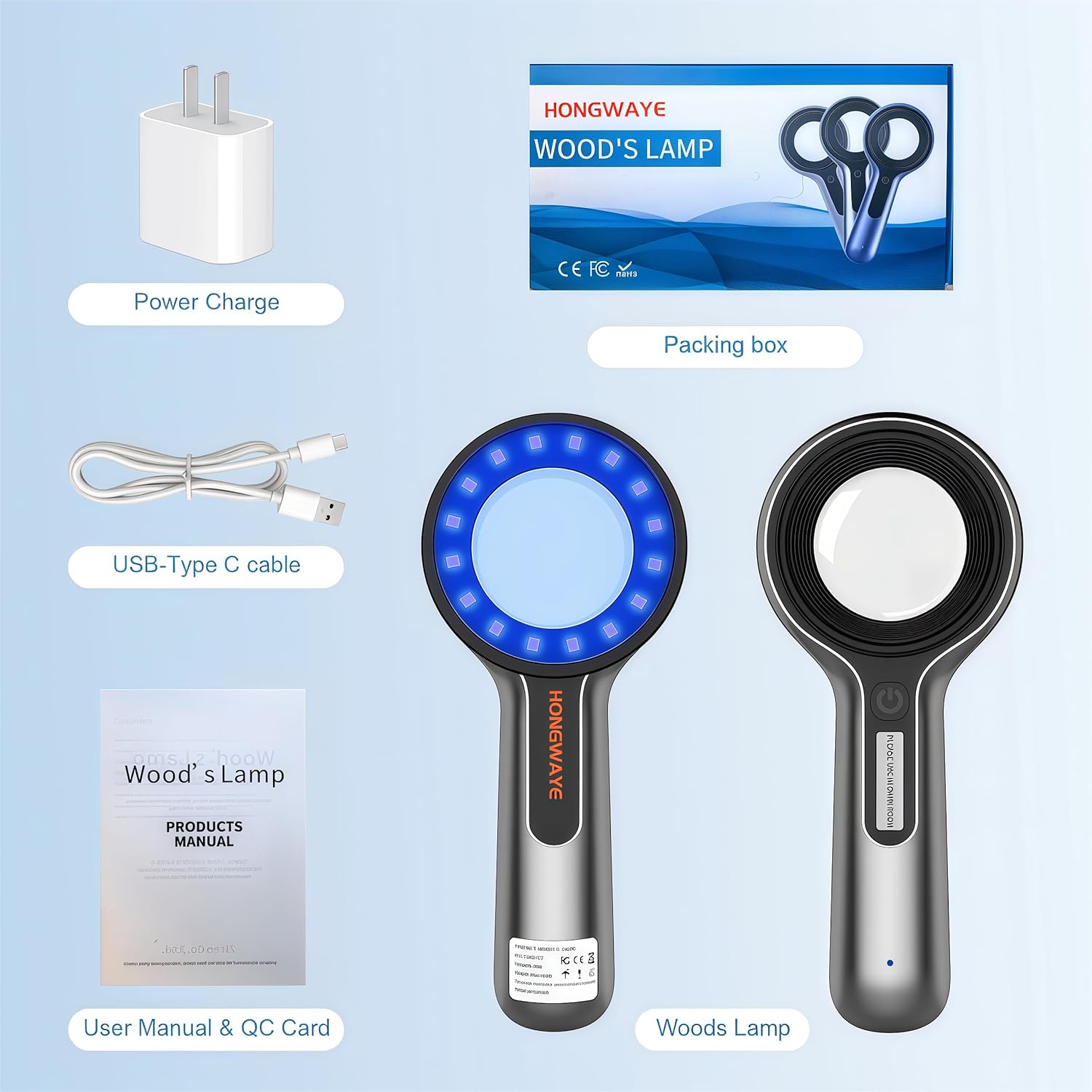 Woods Lamp Skin Analyzer, Easy to Hold and Carry Around, Woods Lamp Cat Ringworm, Detect All Kinds of Skin Conditions, No Special Training Required (2000 mAh Rechargeable Battery)