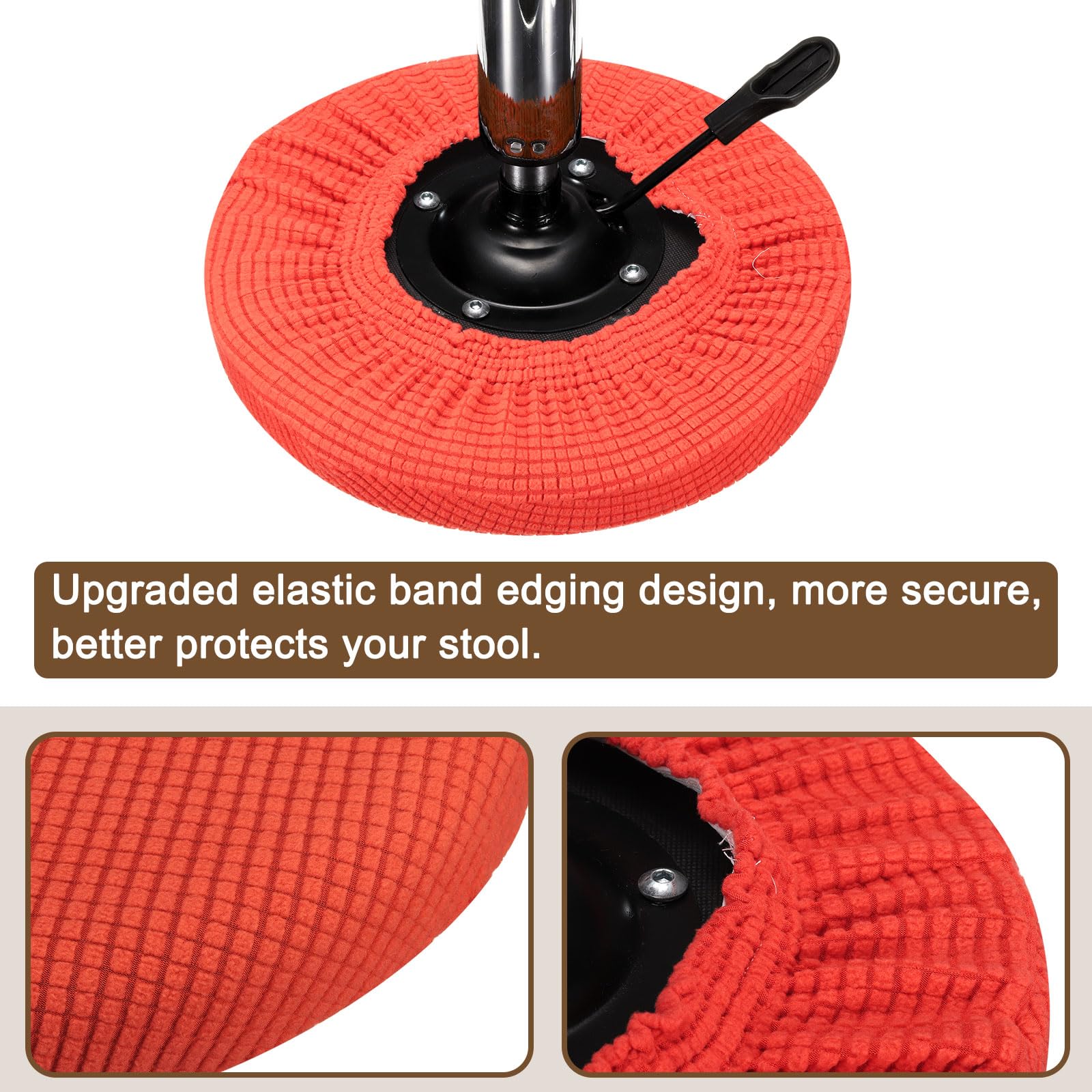 Uxcell 2pcs Upgraded Round Bar Stool Covers, Round Chair Covers Dia.12-14", for Bar Stool Slipcovers Orange - Image 3
