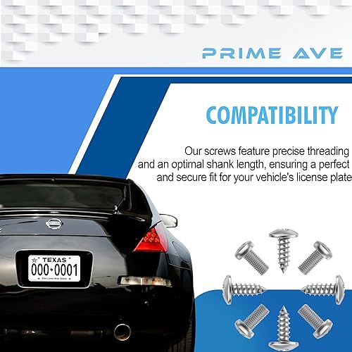 Miniatura 3 de Prime Ave Tornillos de matrícula de acero inoxidable compatiblesreemplazo para Nissan e Infiniti (longitud estándar)