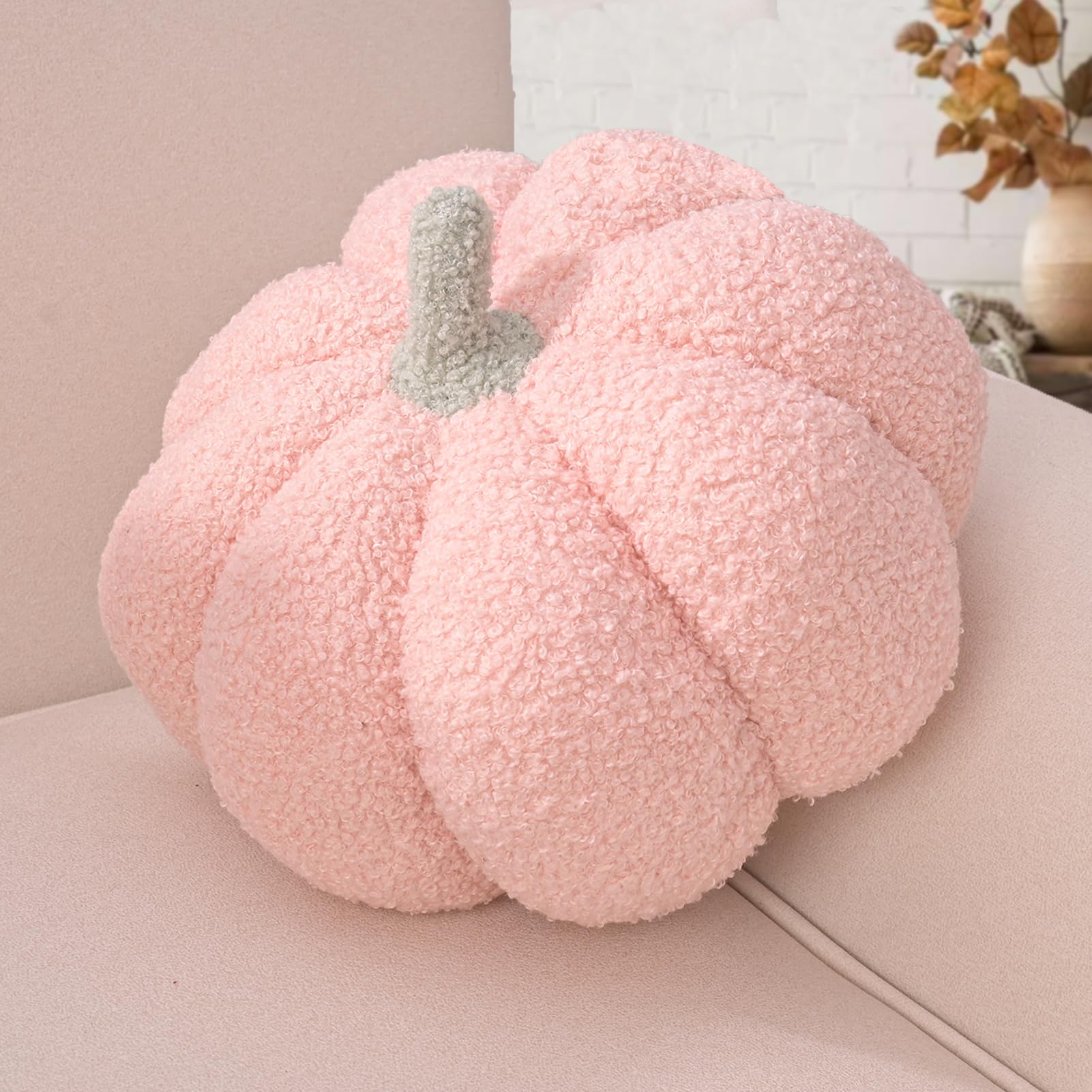 Yhoelata Halloween Kürbis Kissen Groß, Pumpkin Pillows Kissen Kürbisform Orange Dekokissen, Herbst Zierkissen Aesthetic Sofakissen, Bett Deko Kissens Runden für Kind Schlafzimmer, Geschenk 30 cm