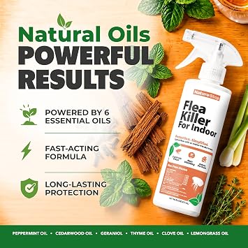Flea Killer Spray (16 oz) | Kills on Contact, Pet & Family Friendly, Plant-Based Active Ingredients, For Carpets & Pet Areas, Fast-Acting Formula