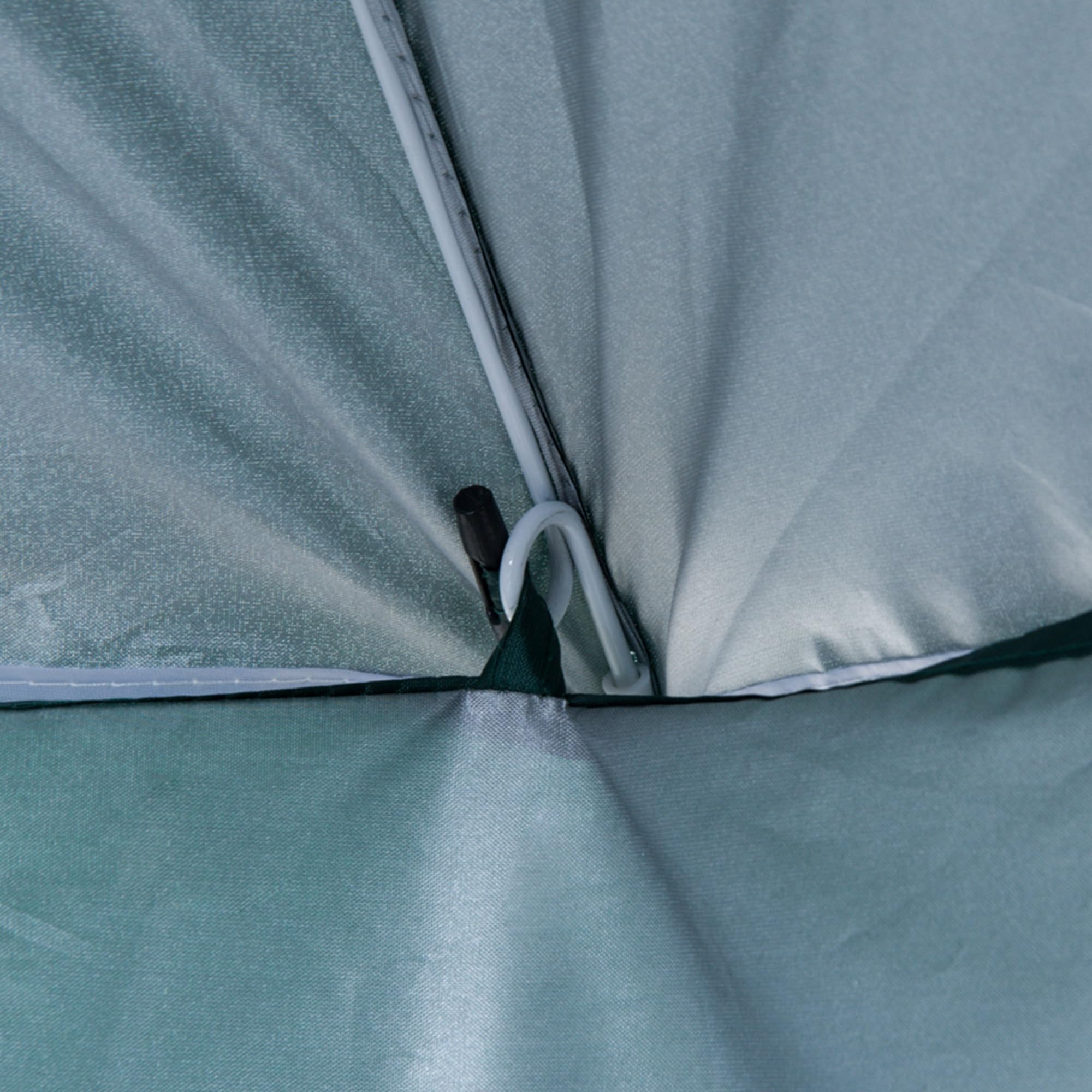 Outsunny Ombrellone da Spiaggia Ø2.2x2.2 m con Tendina Laterale, Sacchi per Sabbia e Picchetti