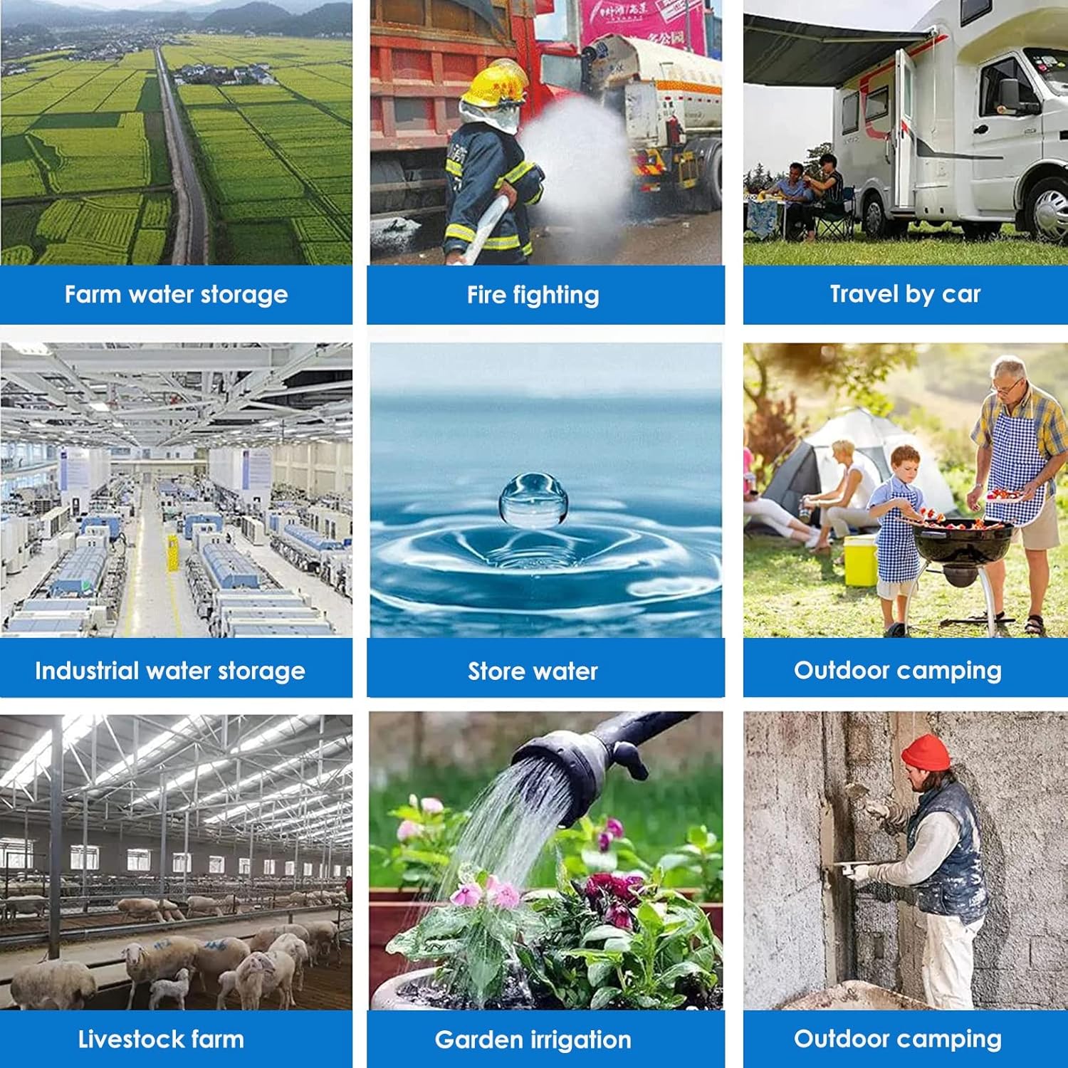 Water Storage Bag Water Bag Carrier/Tank for House, Puncture Proof Water Reservoir Bladder Camping Water Container, for Winter Feeding Livestock/Watering Plants(Size:1x0.7x0.5m/350L/92Gal)