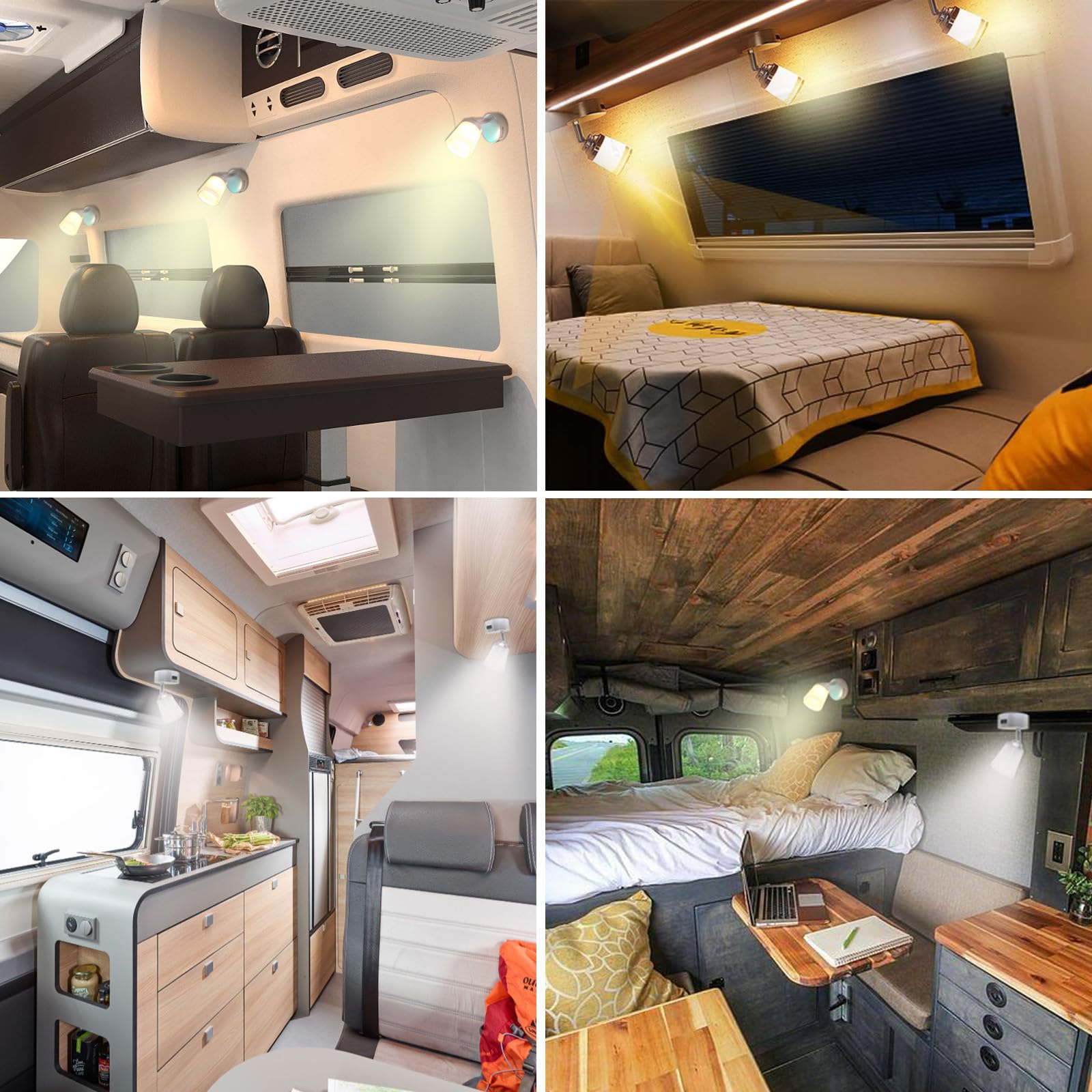 12V LED Reading Lamp Caravan with USB 3W Dimmer Touch Switch White Yellow Warm Light DC12-24V Campervan RV 2 Pack