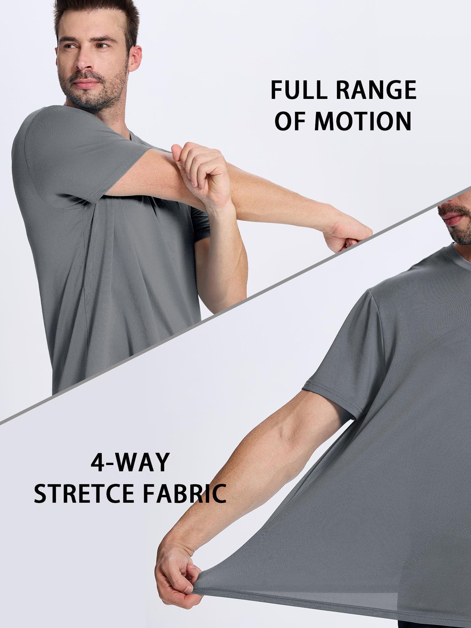 ANGEL CITIZ Paquete de 5 o 3 camisetas para hombre, ajuste seco, camisetas de gimnasio que absorben la humedad, ropa de entrenamiento, camisetas lisas