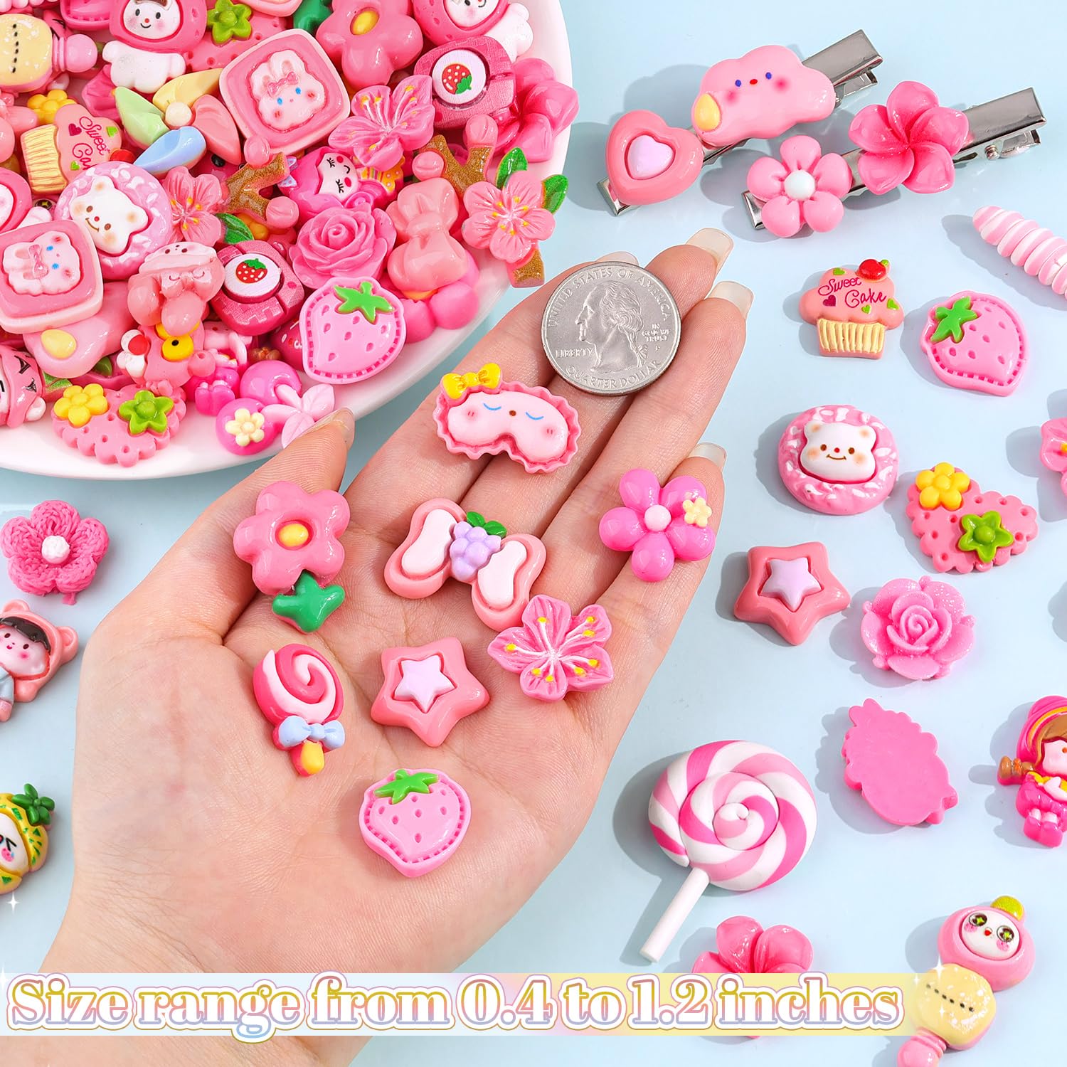 60 Pcs Slime Charms Set - Resin Decorations With Tulips, Trees & Balloons For Crafts
