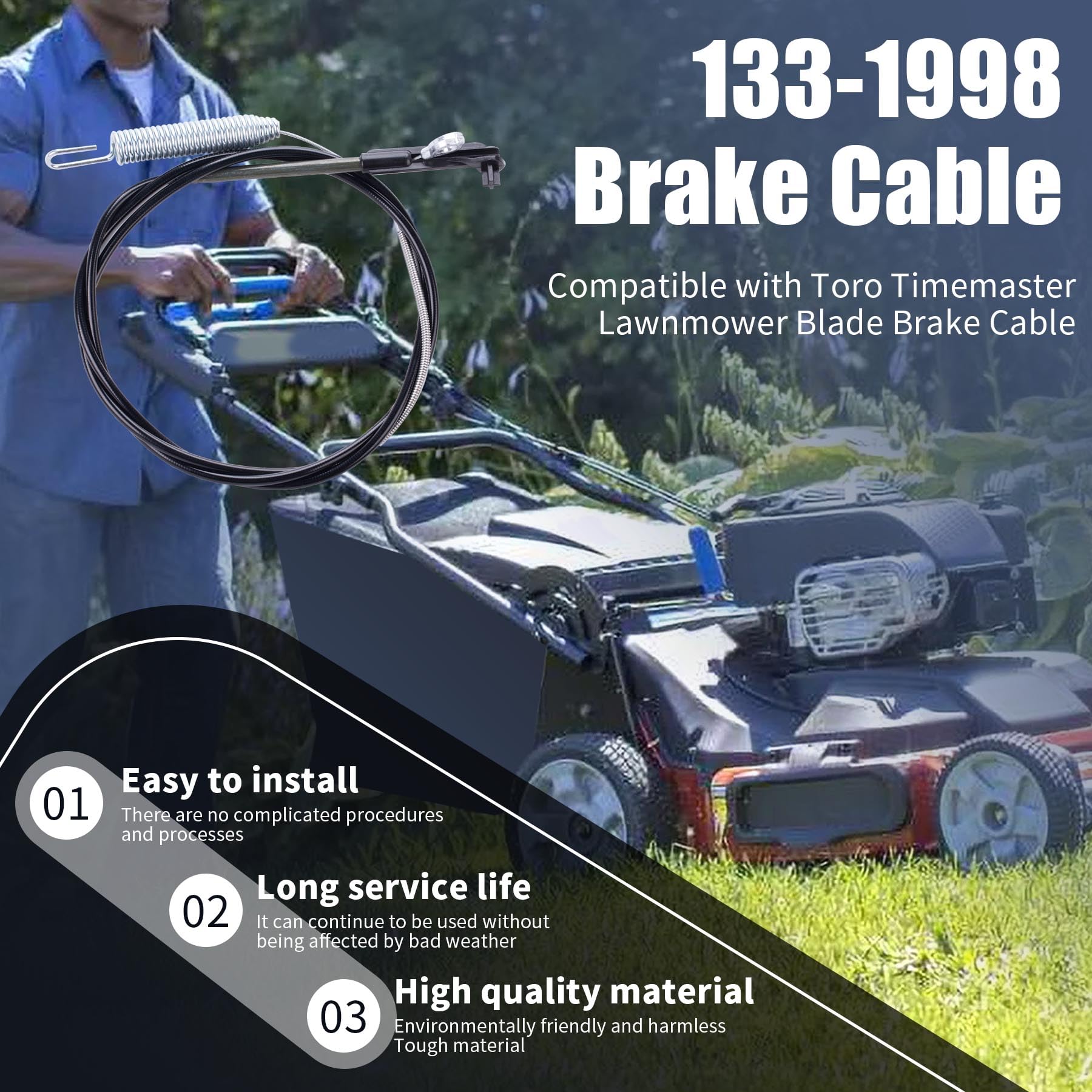 Bremskabel Für Timemaster Rasenmäher - Durability 133-1998 76,2cm