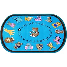 SAFECASTLE Baby Animals Educational Kids Rug 5'4" x 7'8" Alphabet ABC Learning Carpet for Preschool, Classroom & Daycare, Colorful Animal Circle Time Rug for Toddlers, Durable Nylon Kids Area Rug