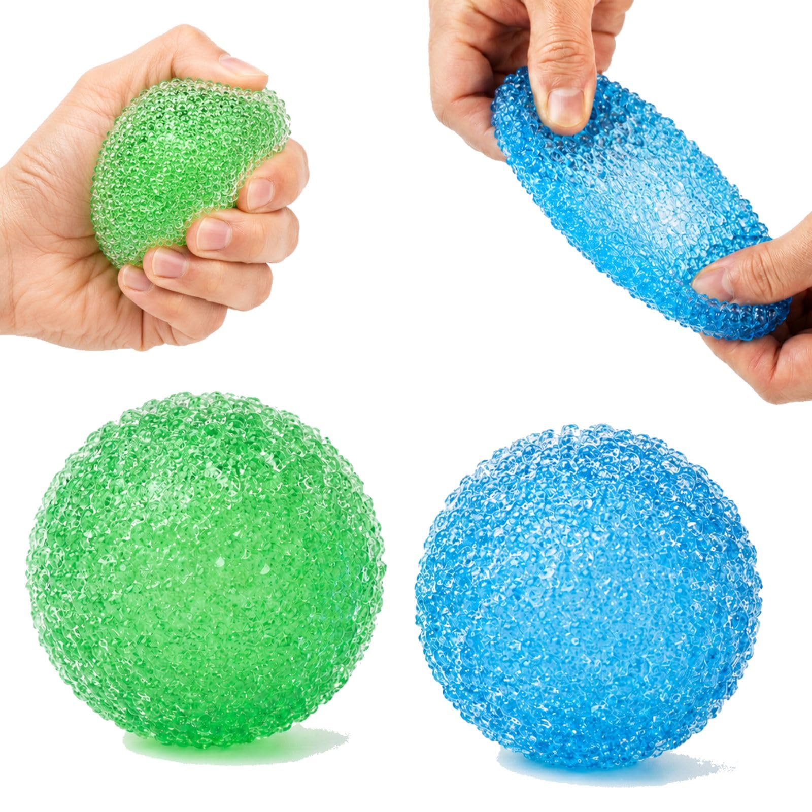 2 PCS Slushy Squishy, Squishy Ball, 6 Cm Diameter Decorative Pieces, Decorative Ornament and Desktop Decoration, Portable Desk Decor with Blue Green Design