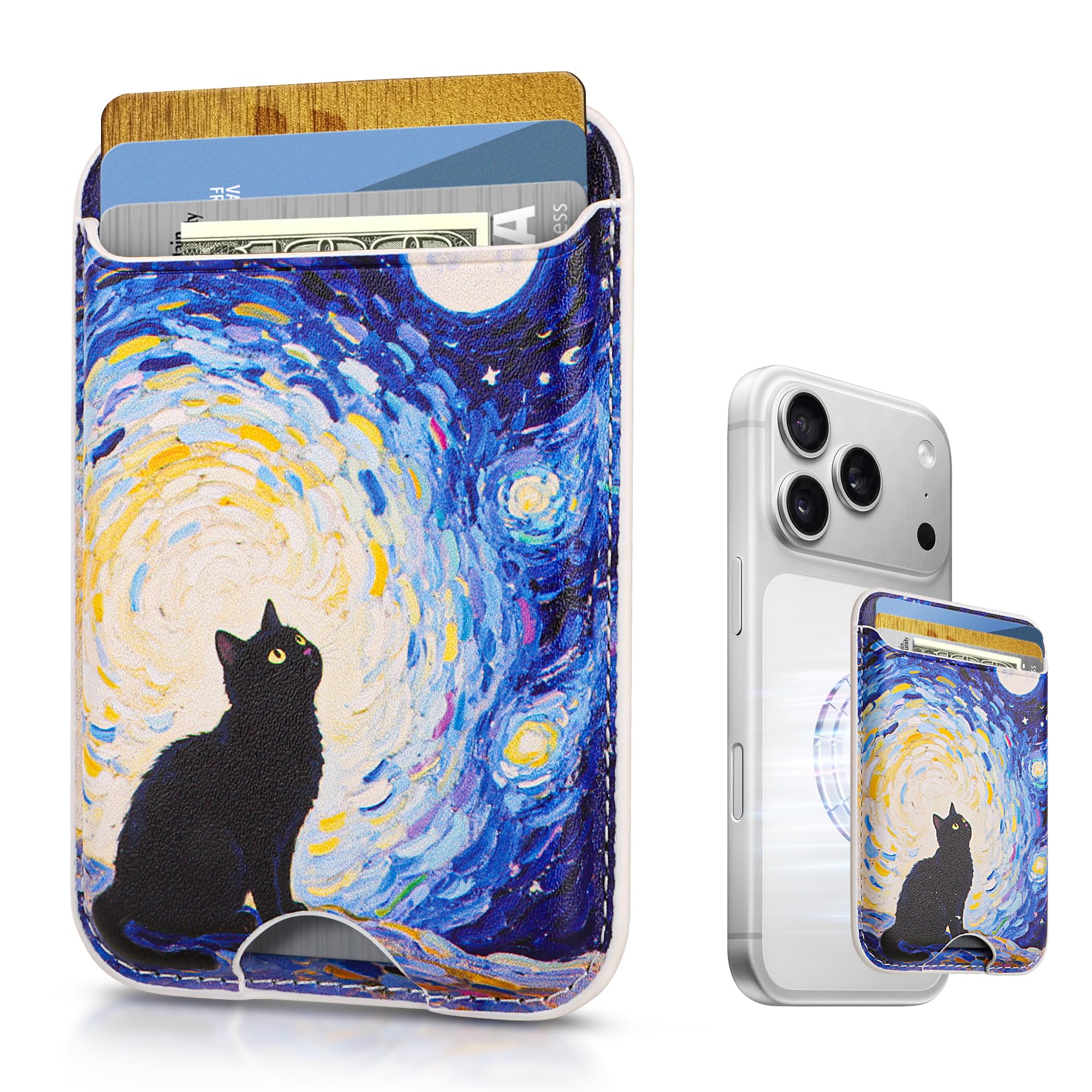 KPNEOL Magnetic Mag-safe Wallet Cell Phone Card Holder for Phone Case