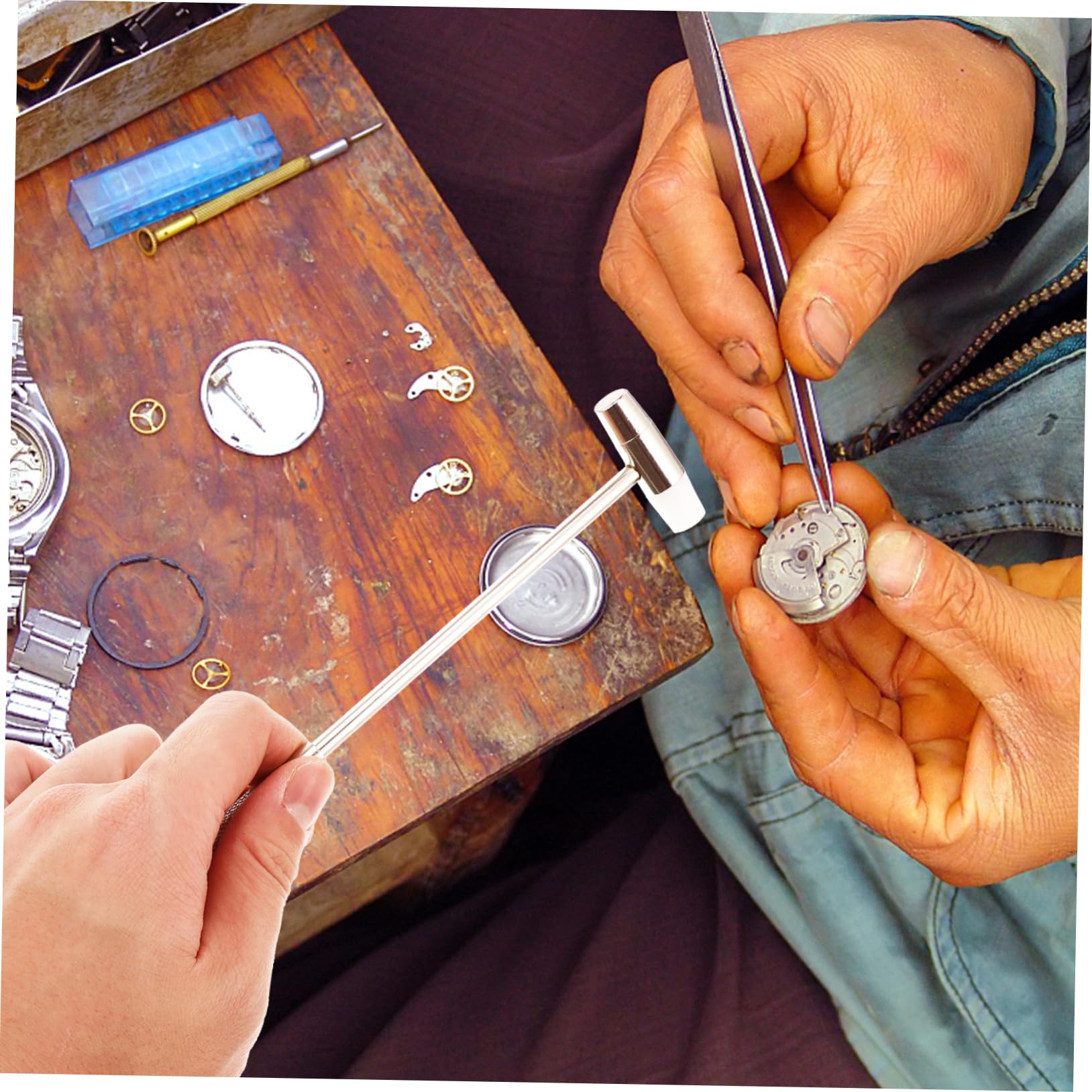 ifundom DIY Mini Hammer Toy 3pcs Watch Repairing Kit Alloy Steel Safe for Jewelry and Tiny Parts