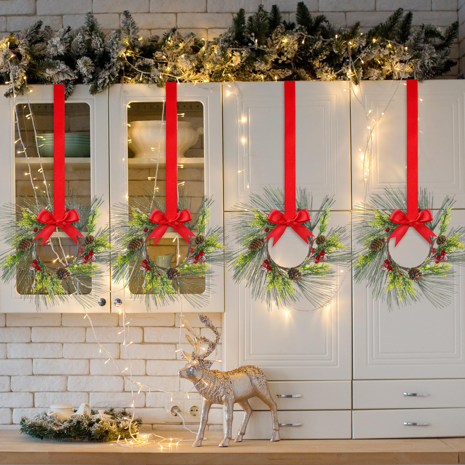 6 Piezas De Anillos De Vela De Navidad Artificiales De Bayas Rojas Con  Piñas De Pino, Anillos De Corona De Navidad Para Navidad, Hogar, Mesa De  Comedor, Centros De Mesa De, image size:1600x1600