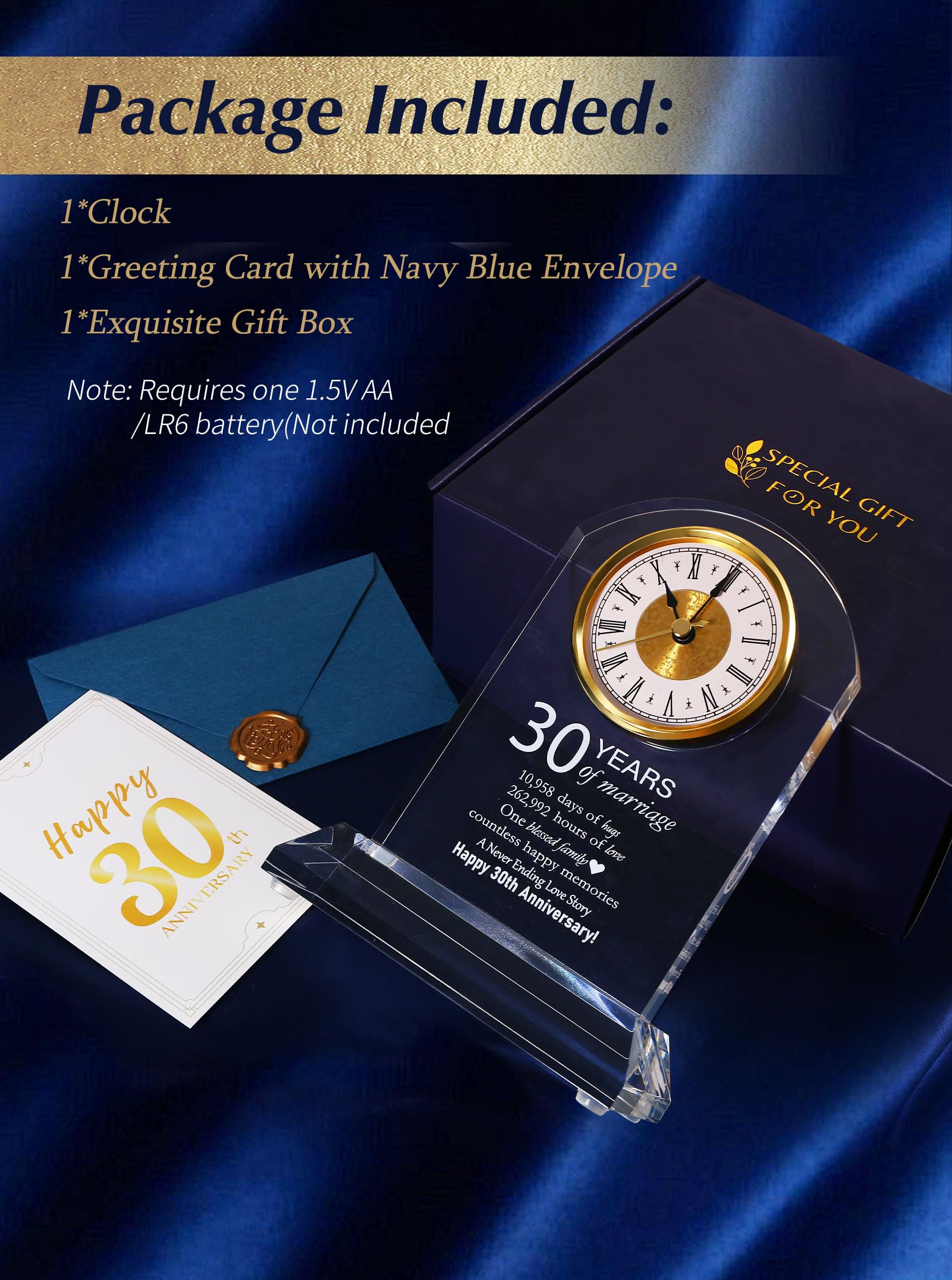 DEEWISH 30th Wedding Anniversary Clock, Best Gifts Ideas for Couple Parents Wife Husband Pearl 30 Years of Marriage for Him Her - Image 2